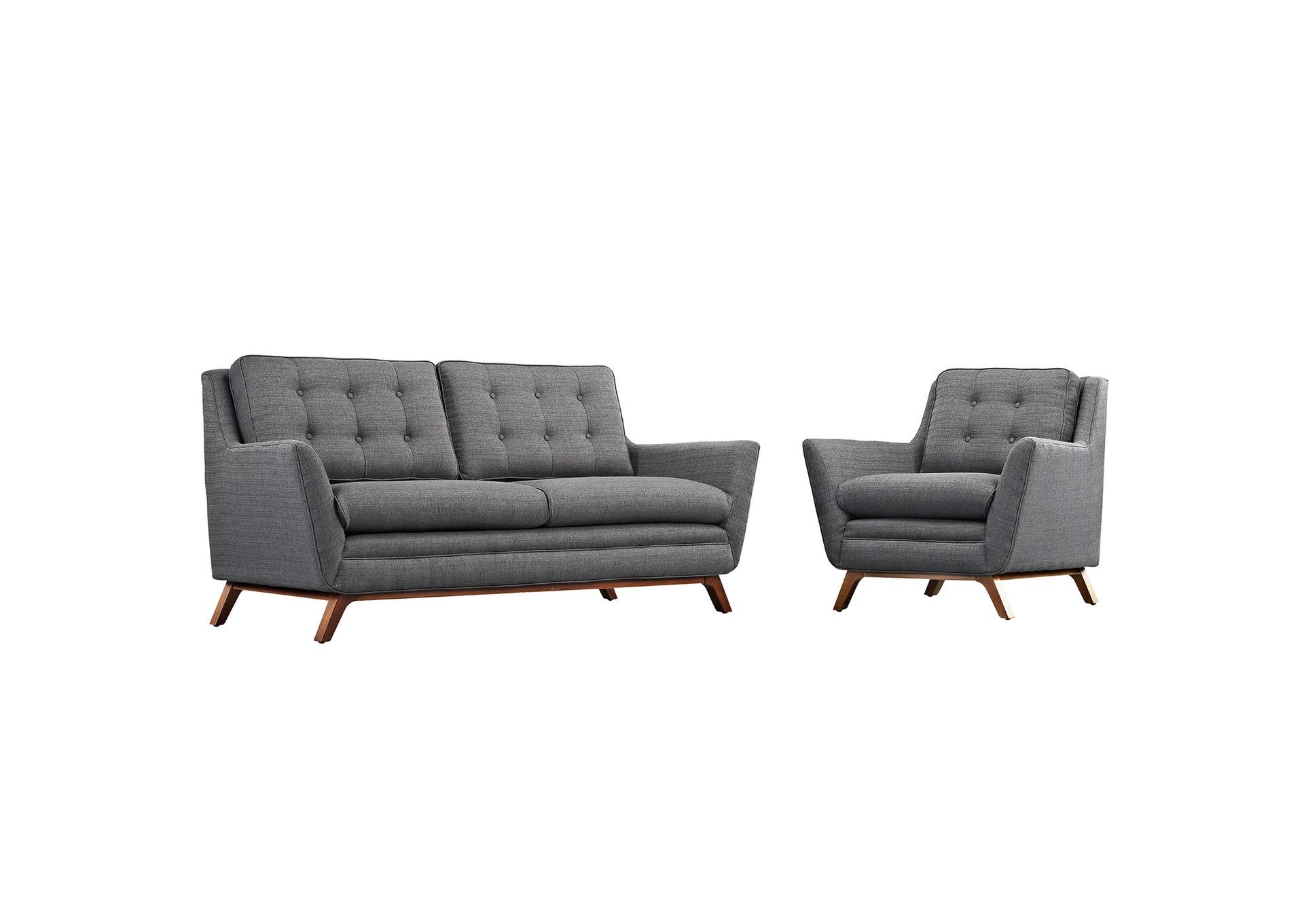 Gray Beguile Living Room Set Upholstered Fabric [Set of 2],Modway