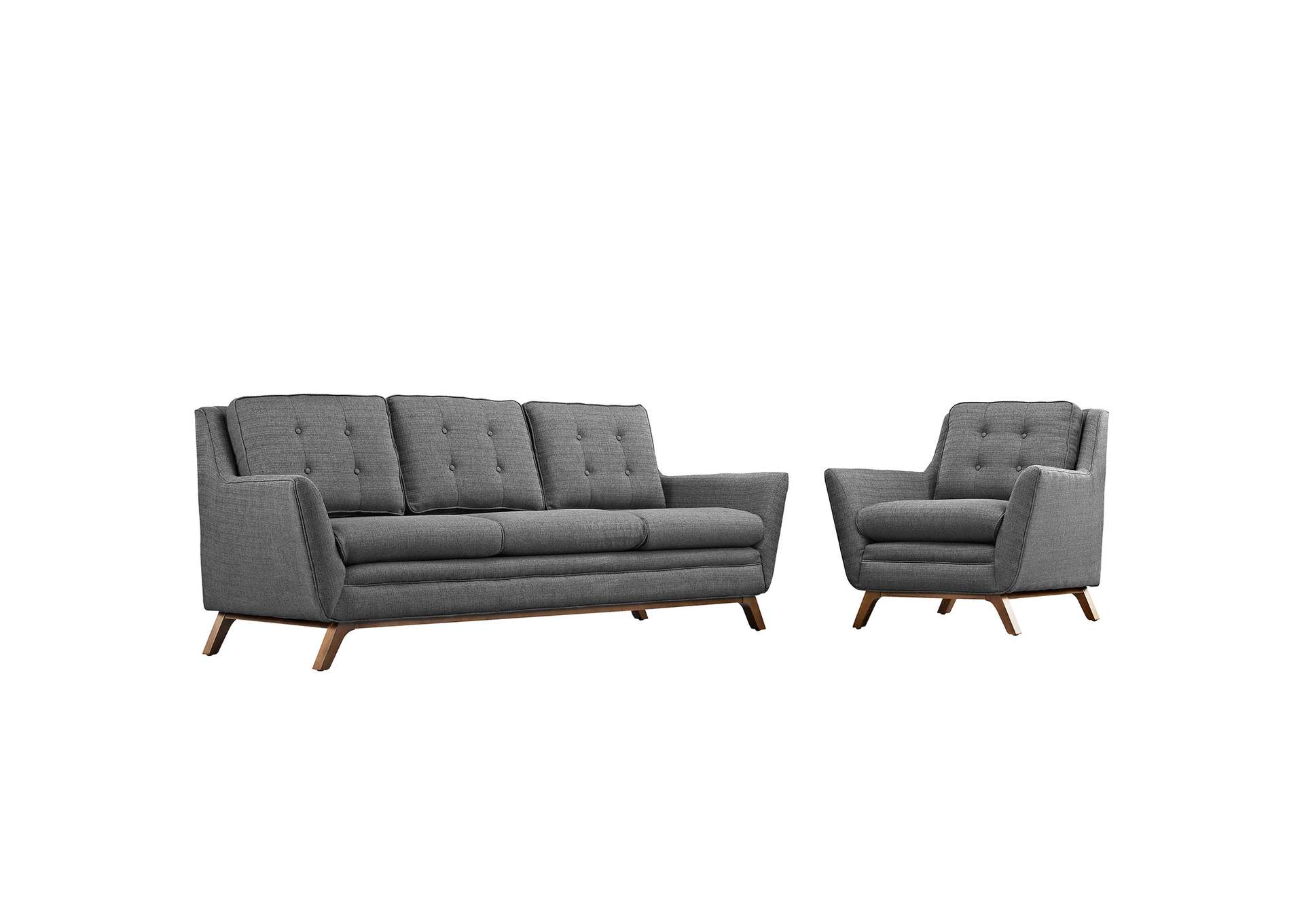 Gray Beguile Living Room Set Upholstered Fabric [Set of 2],Modway