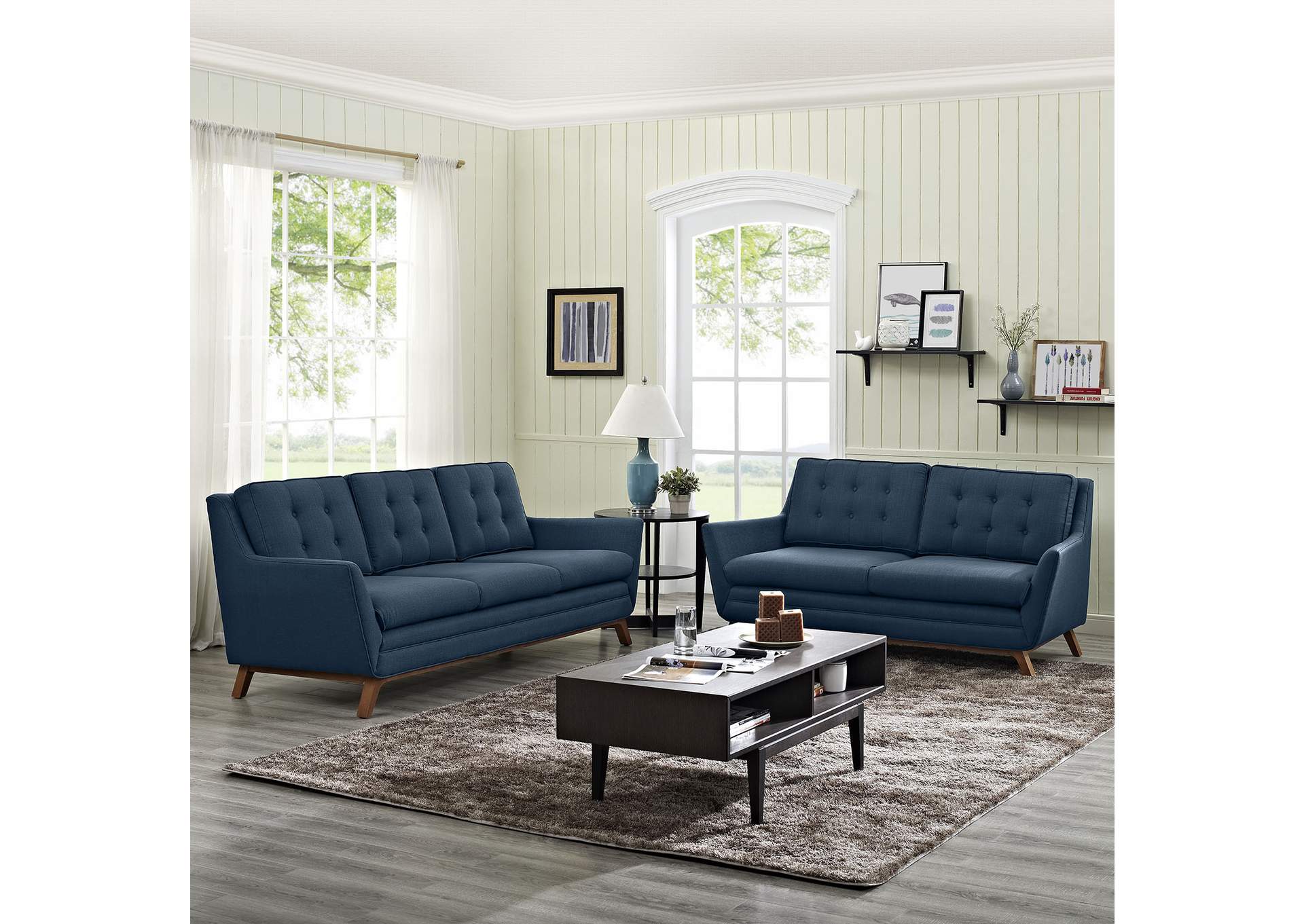 Azure Beguile Living Room Set Upholstered Fabric [Set of 2],Modway