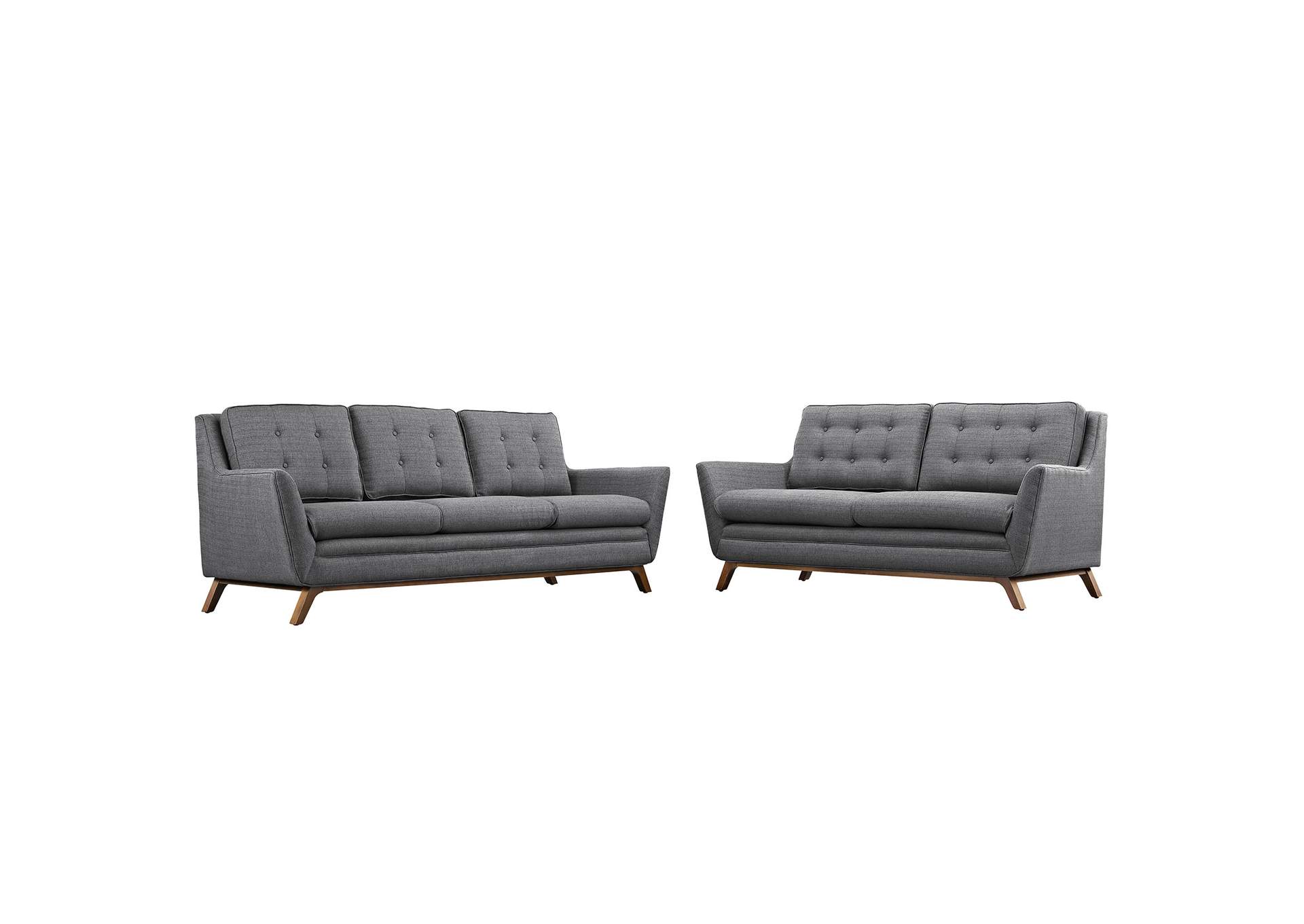 Gray Beguile Living Room Set Upholstered Fabric [Set of 2],Modway
