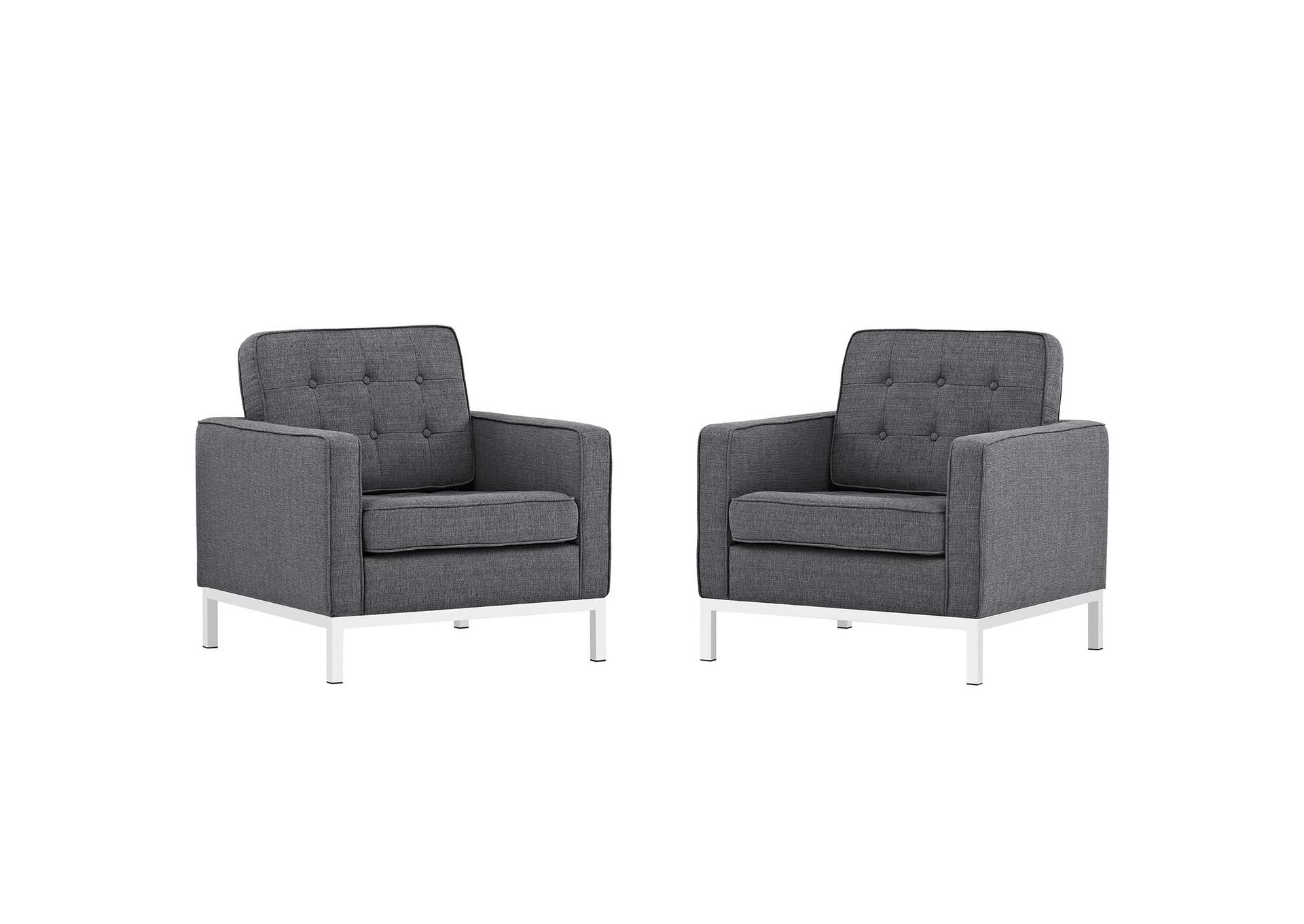 Gray Loft Arm Chairs Upholstered Fabric [Set of 2],Modway