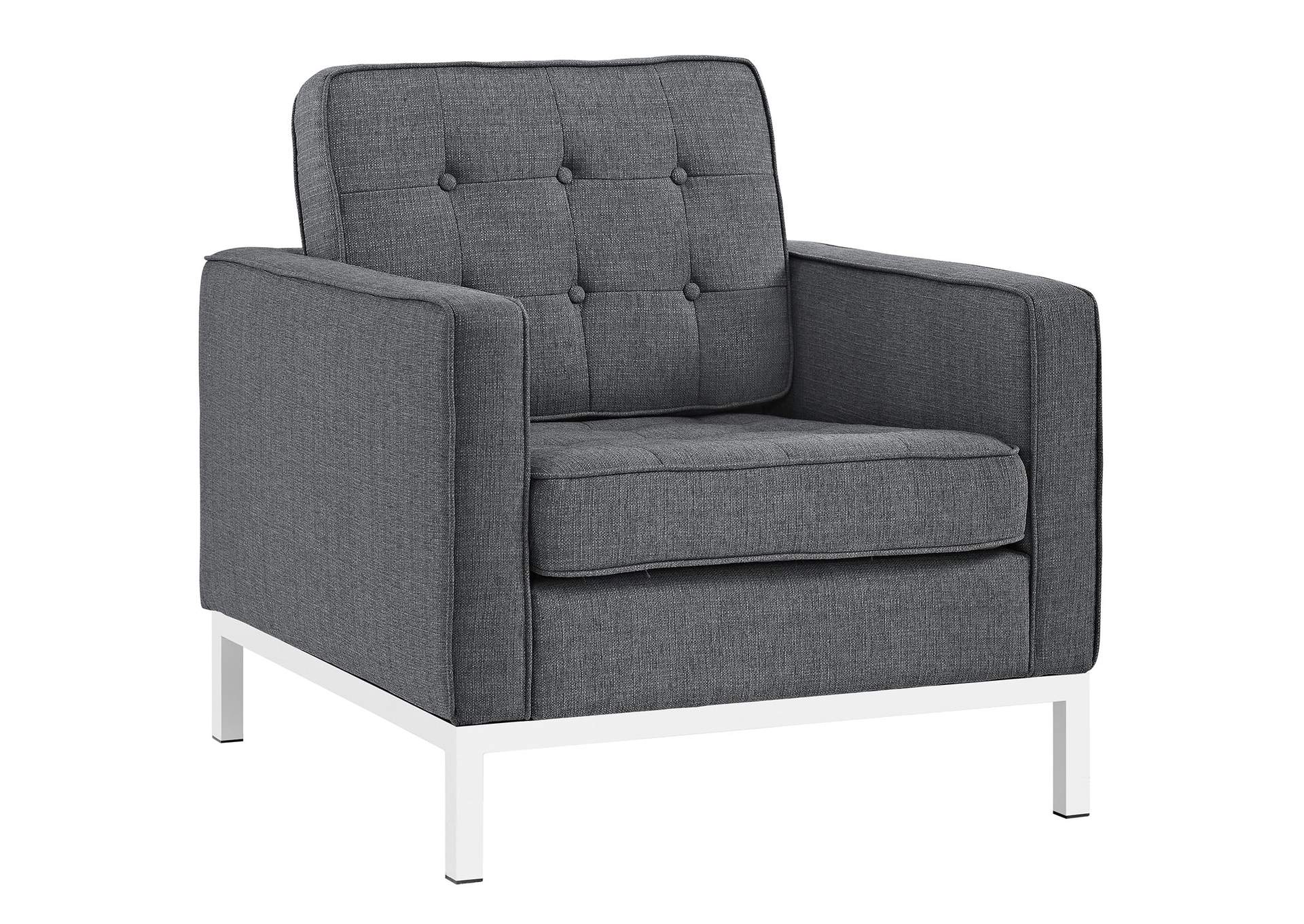 Gray Loft Arm Chairs Upholstered Fabric [Set of 2],Modway
