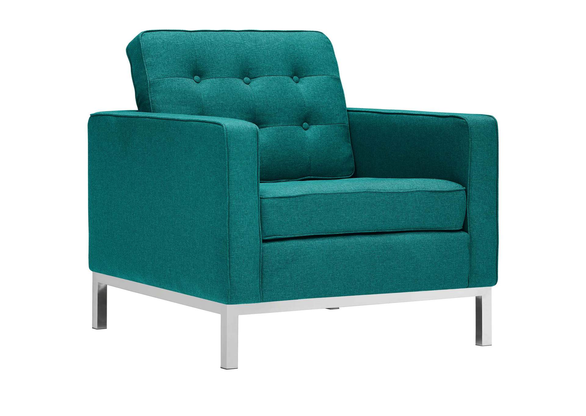 Teal Loft Arm Chairs Upholstered Fabric [Set of 2],Modway
