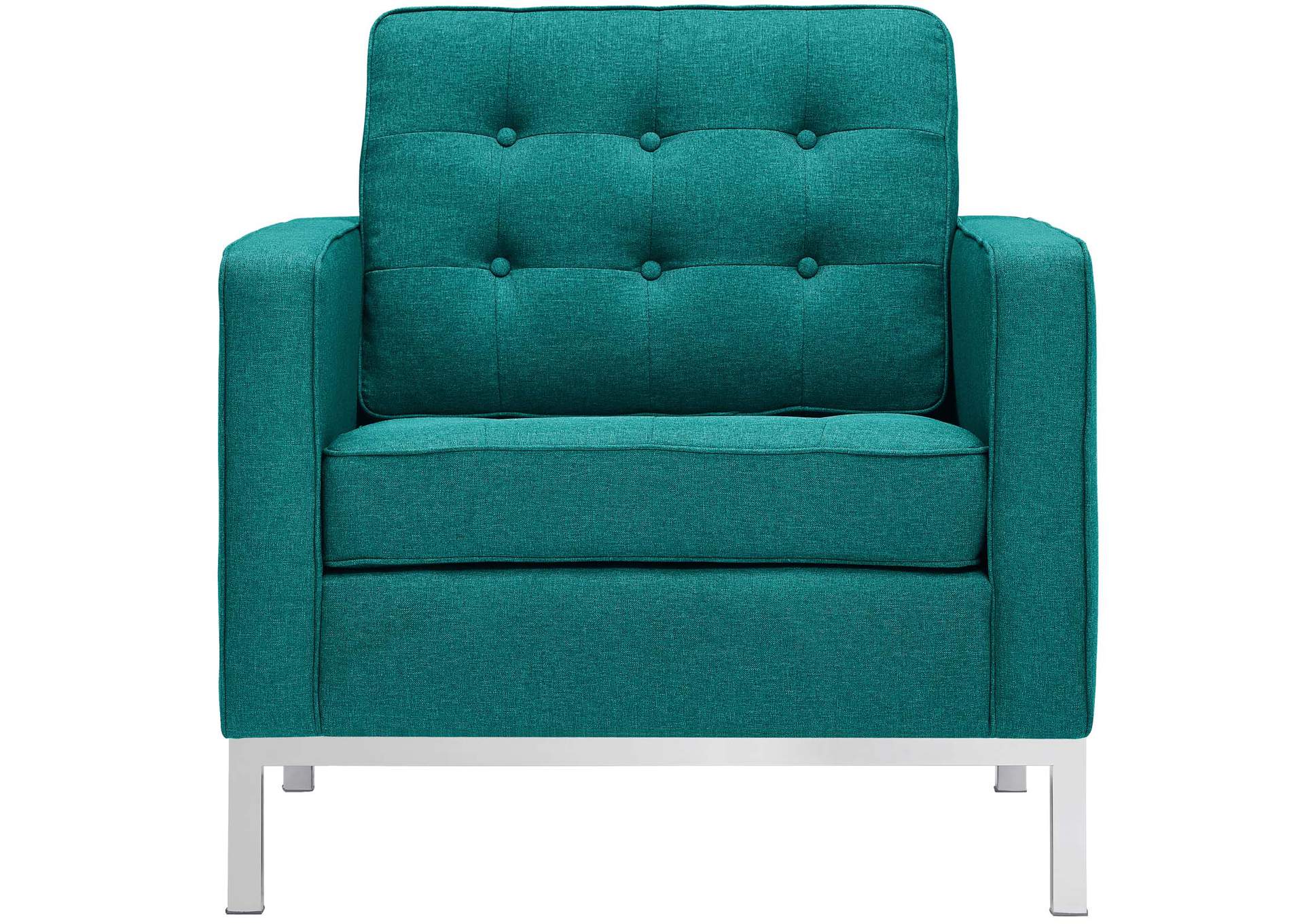 Teal Loft Arm Chairs Upholstered Fabric [Set of 2],Modway