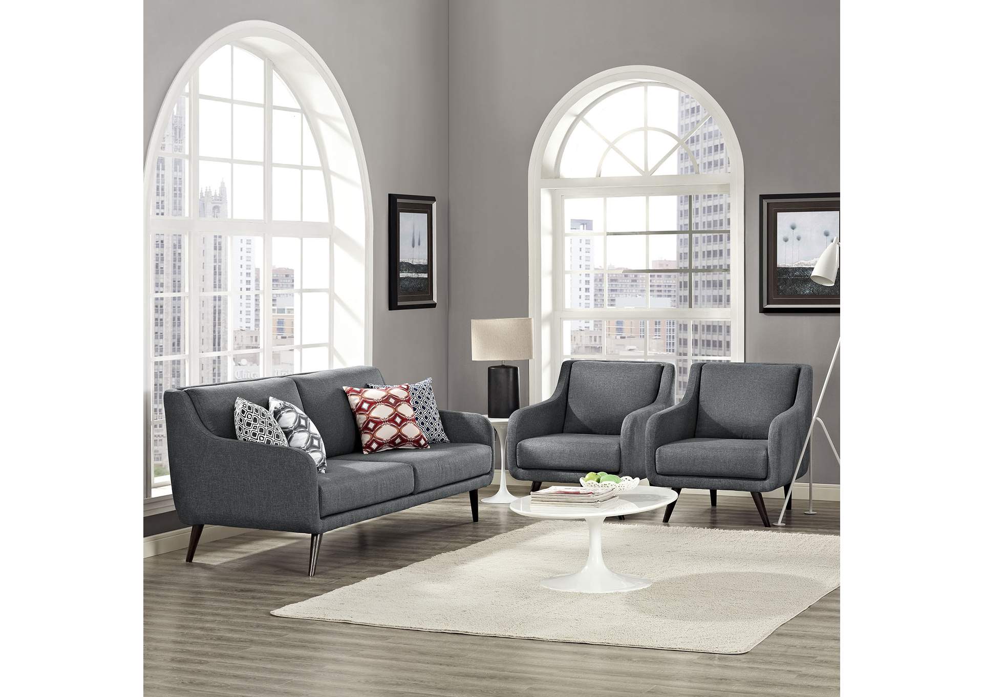 Gray Verve Living Room Set [Set of 3],Modway