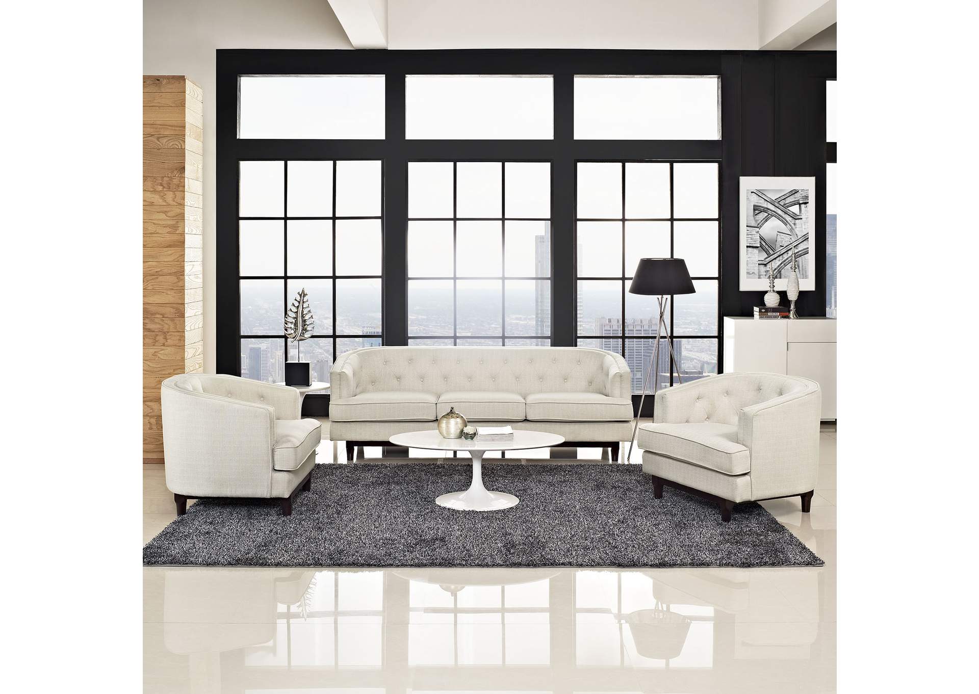 Beige Coast Living Room Set [Set of 3],Modway