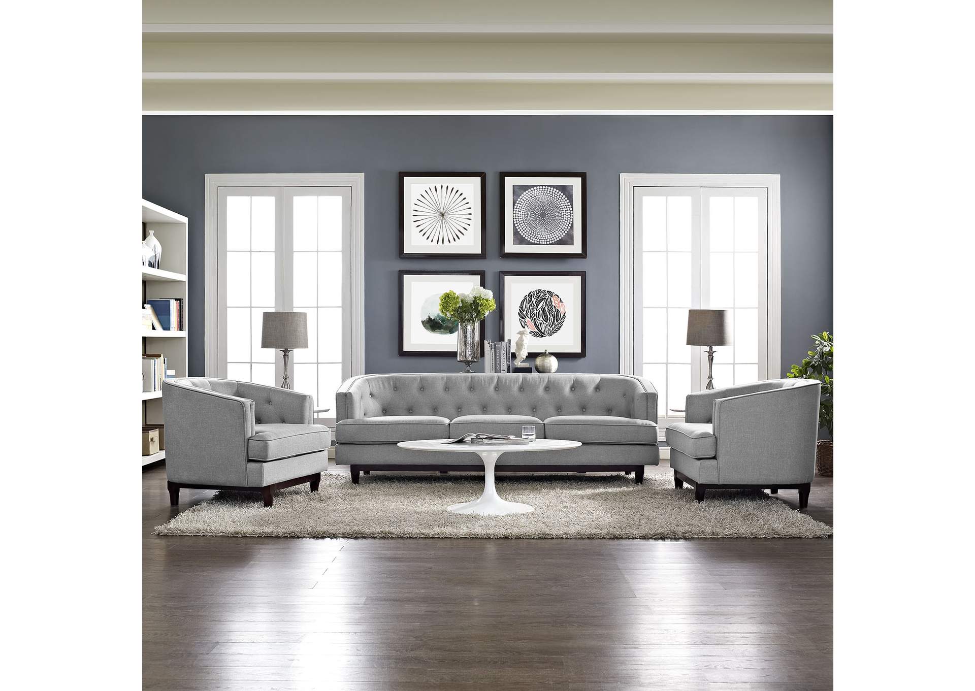 Light Gray Coast Living Room Set [Set of 3],Modway