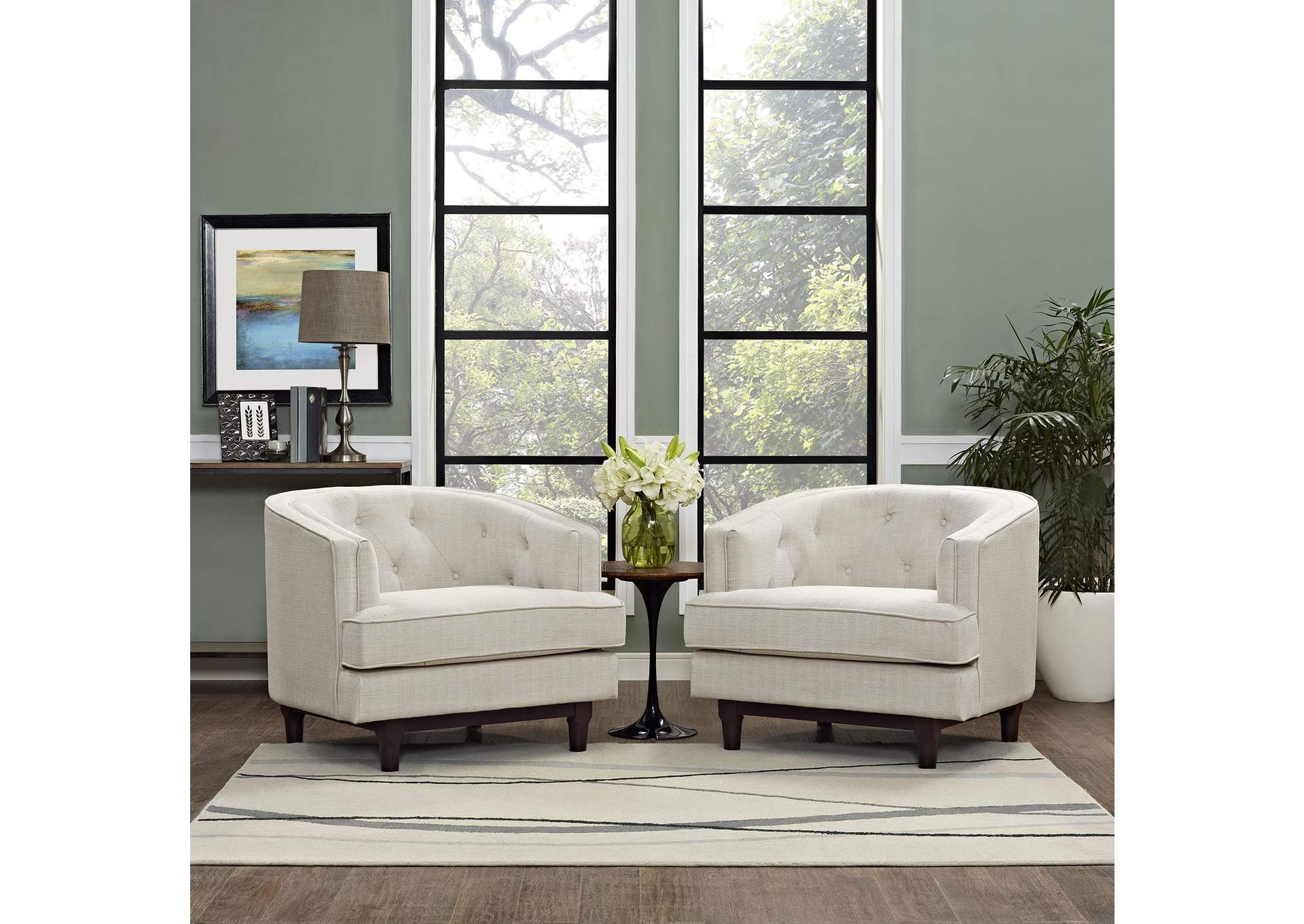 Beige Coast Arm Chairs [Set of 2],Modway