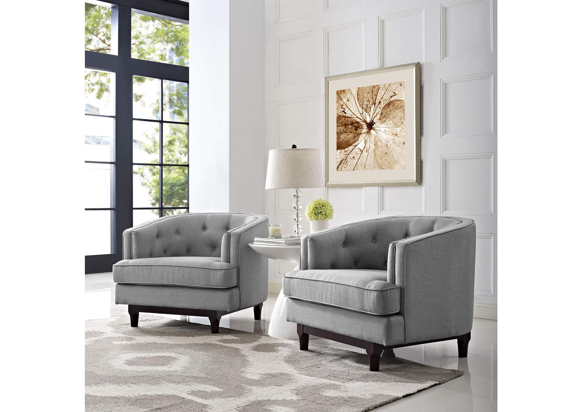 Light Gray Coast Arm Chairs [Set of 2],Modway