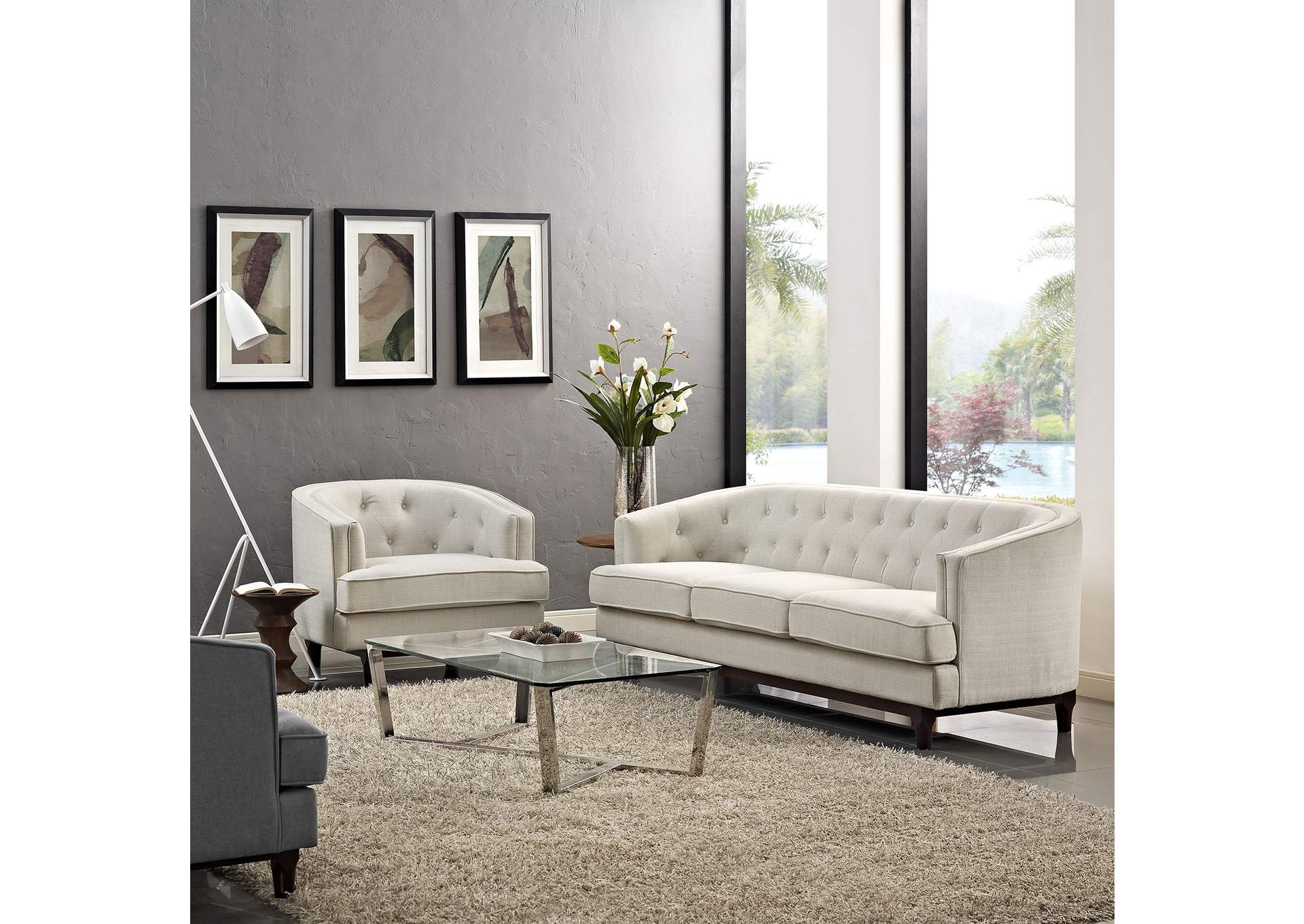 Beige Coast Living Room Set [Set of 2],Modway