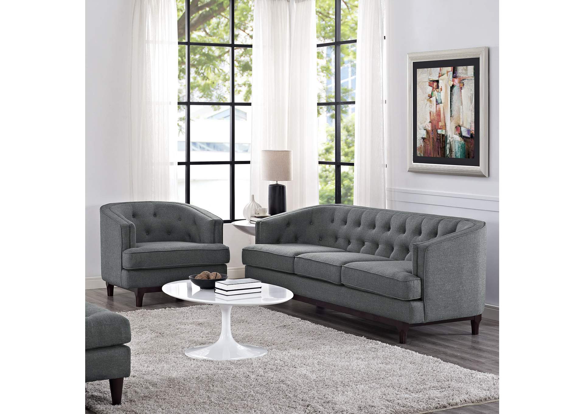 Gray Coast Living Room Set [Set of 2],Modway