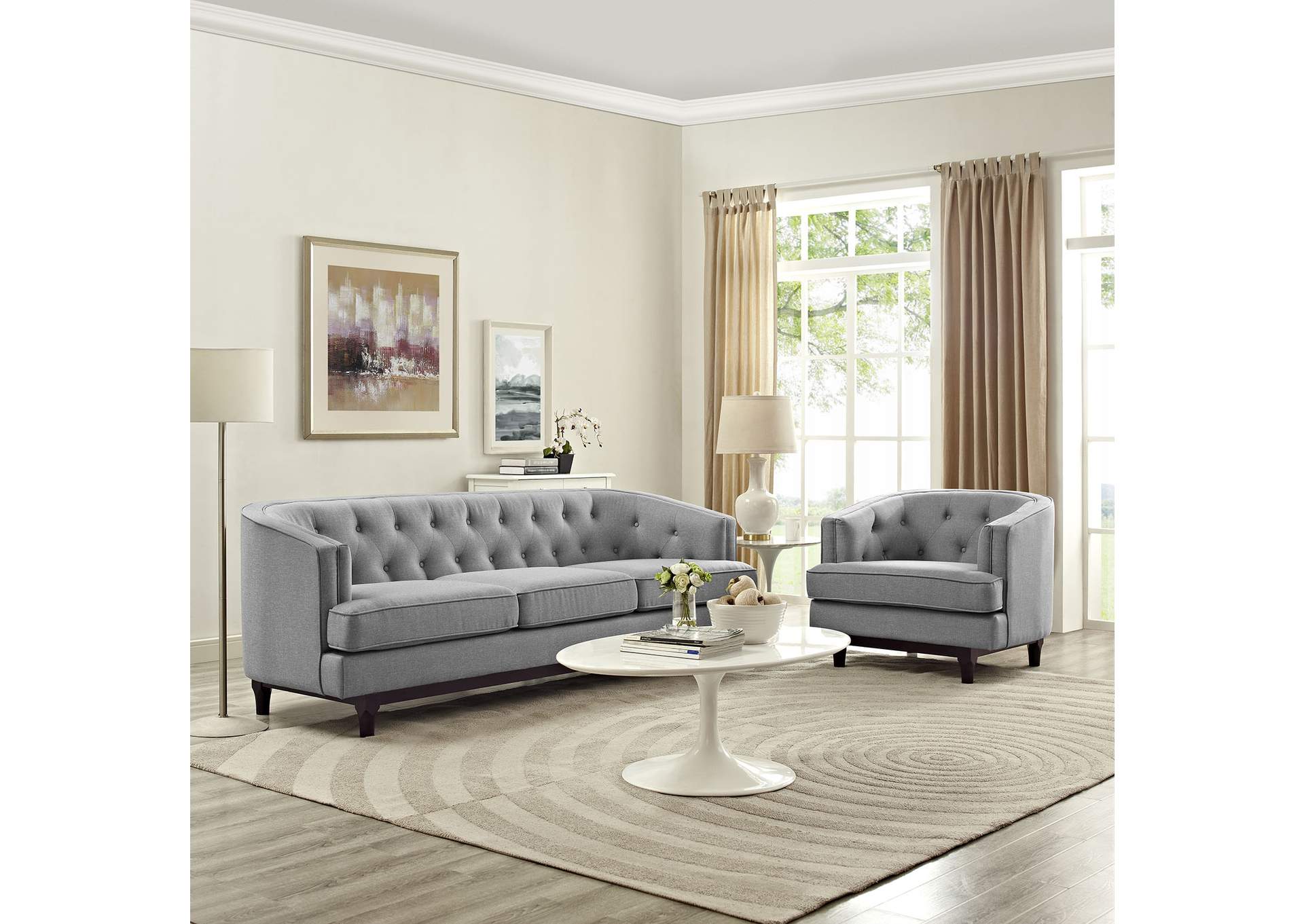 Light Gray Coast Living Room Set [Set of 2],Modway