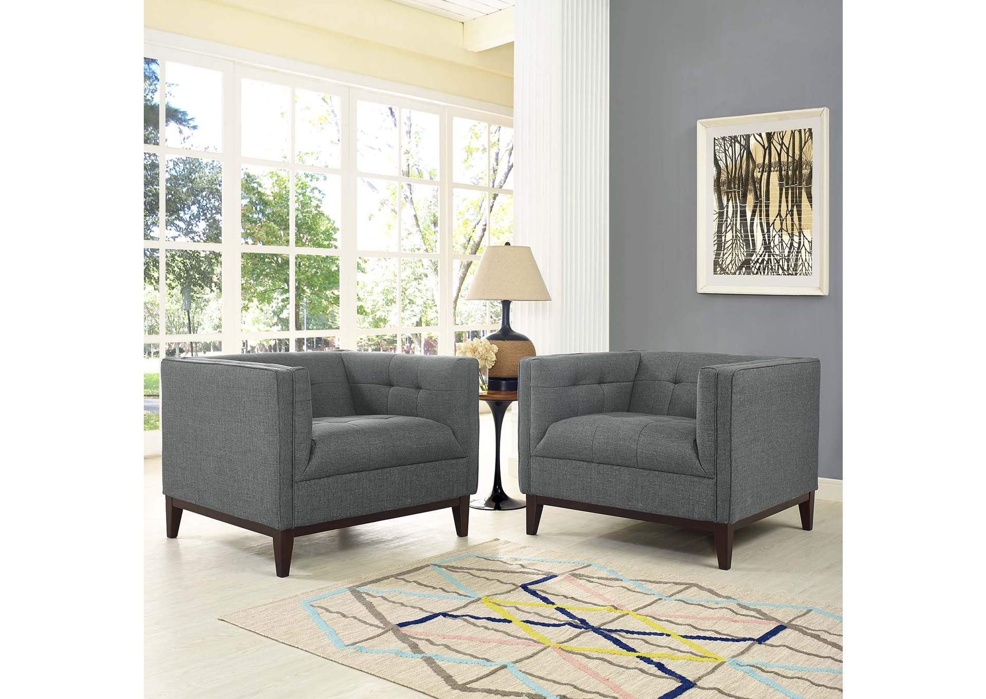 Gray Serve Arm Chairs [Set of 2],Modway