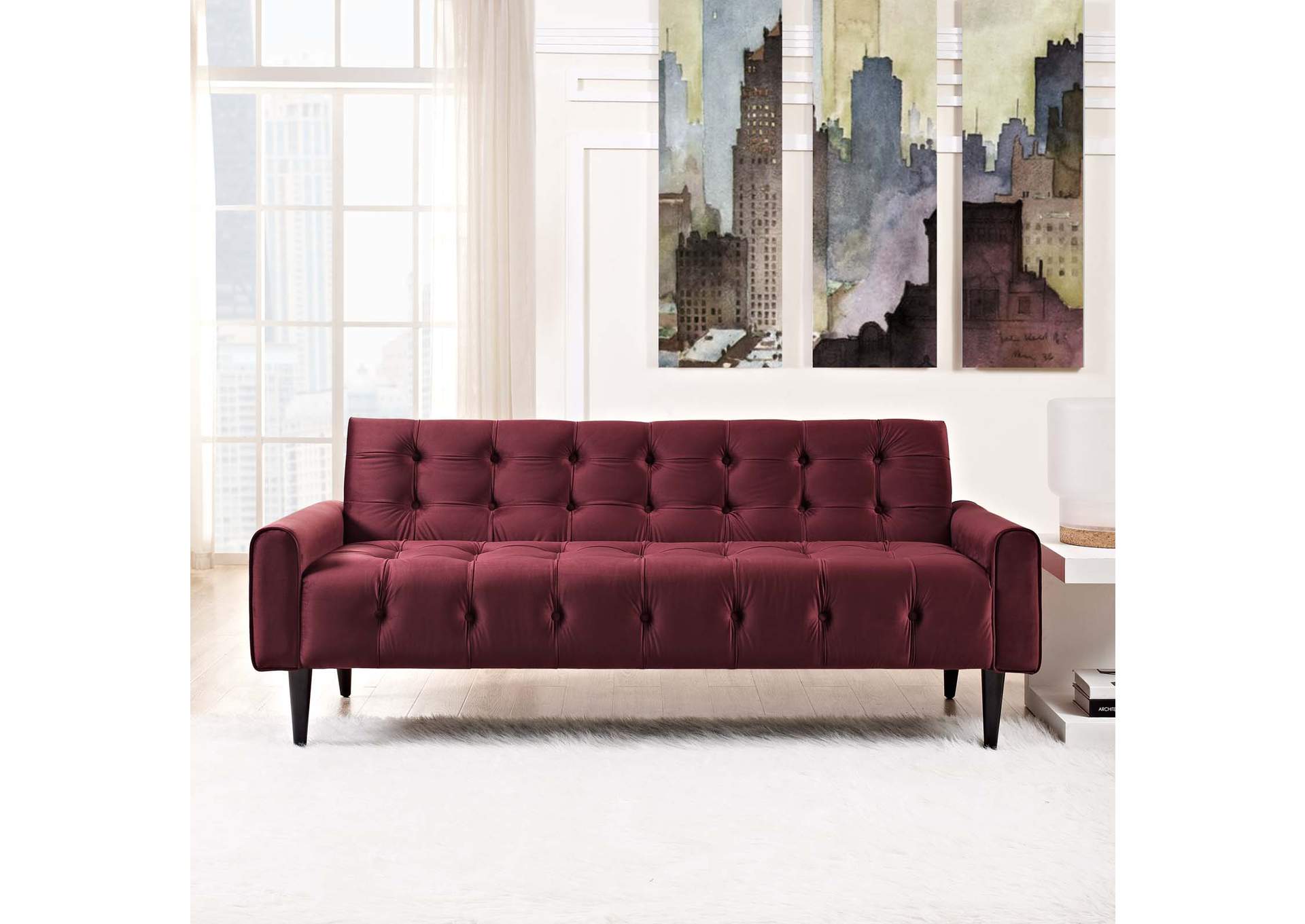 Maroon Delve Performance Velvet Sofa,Modway