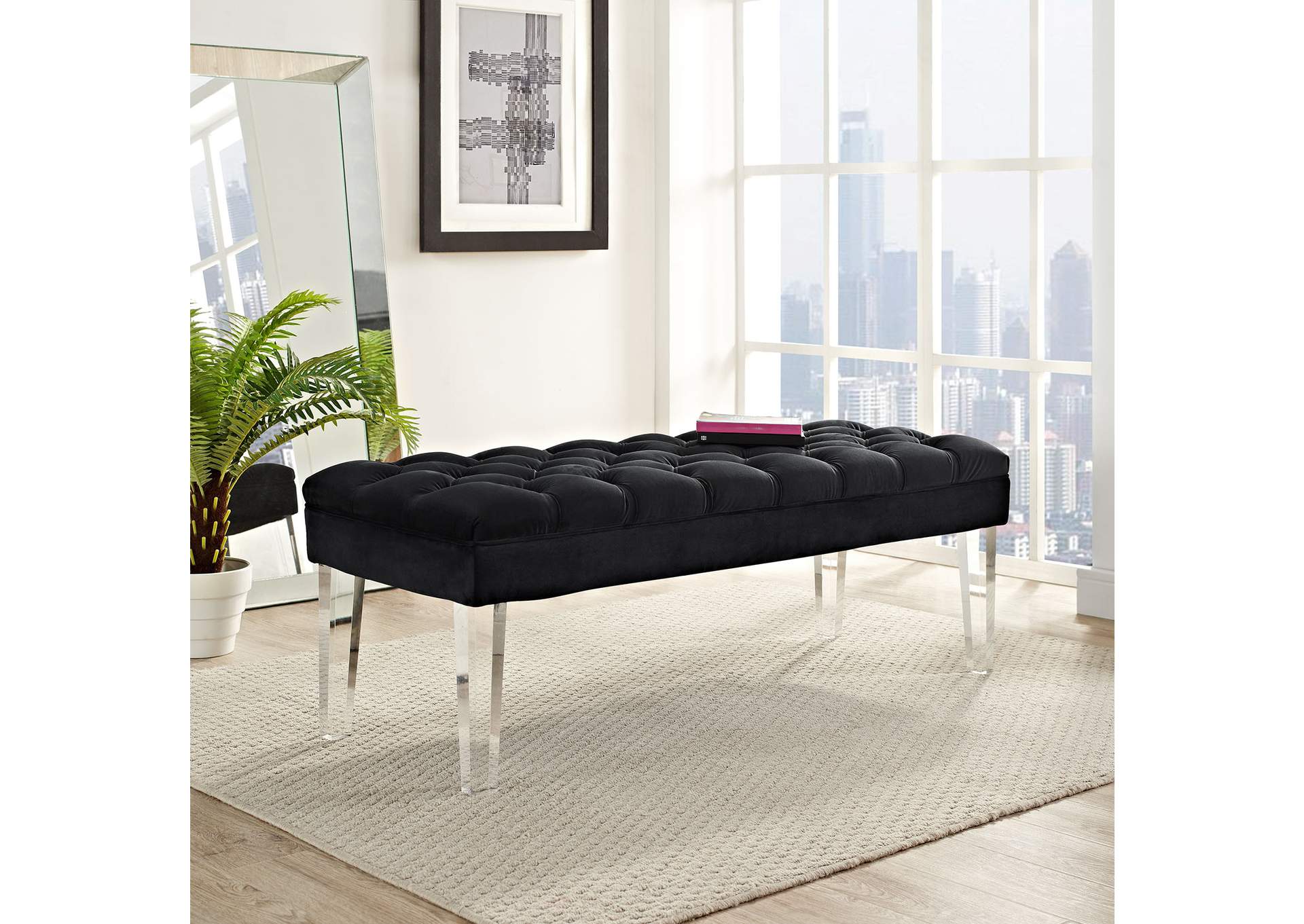Black Valet Performance Velvet Bench,Modway