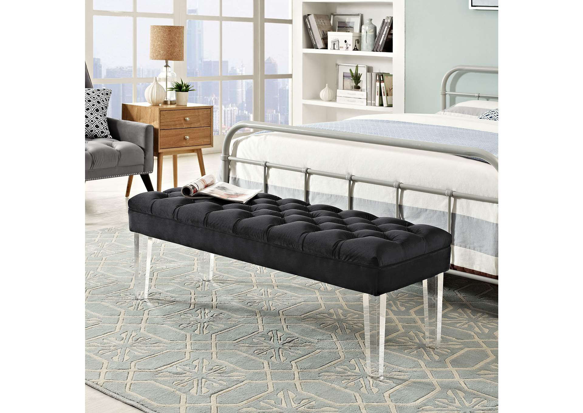 Black Valet Performance Velvet Bench,Modway