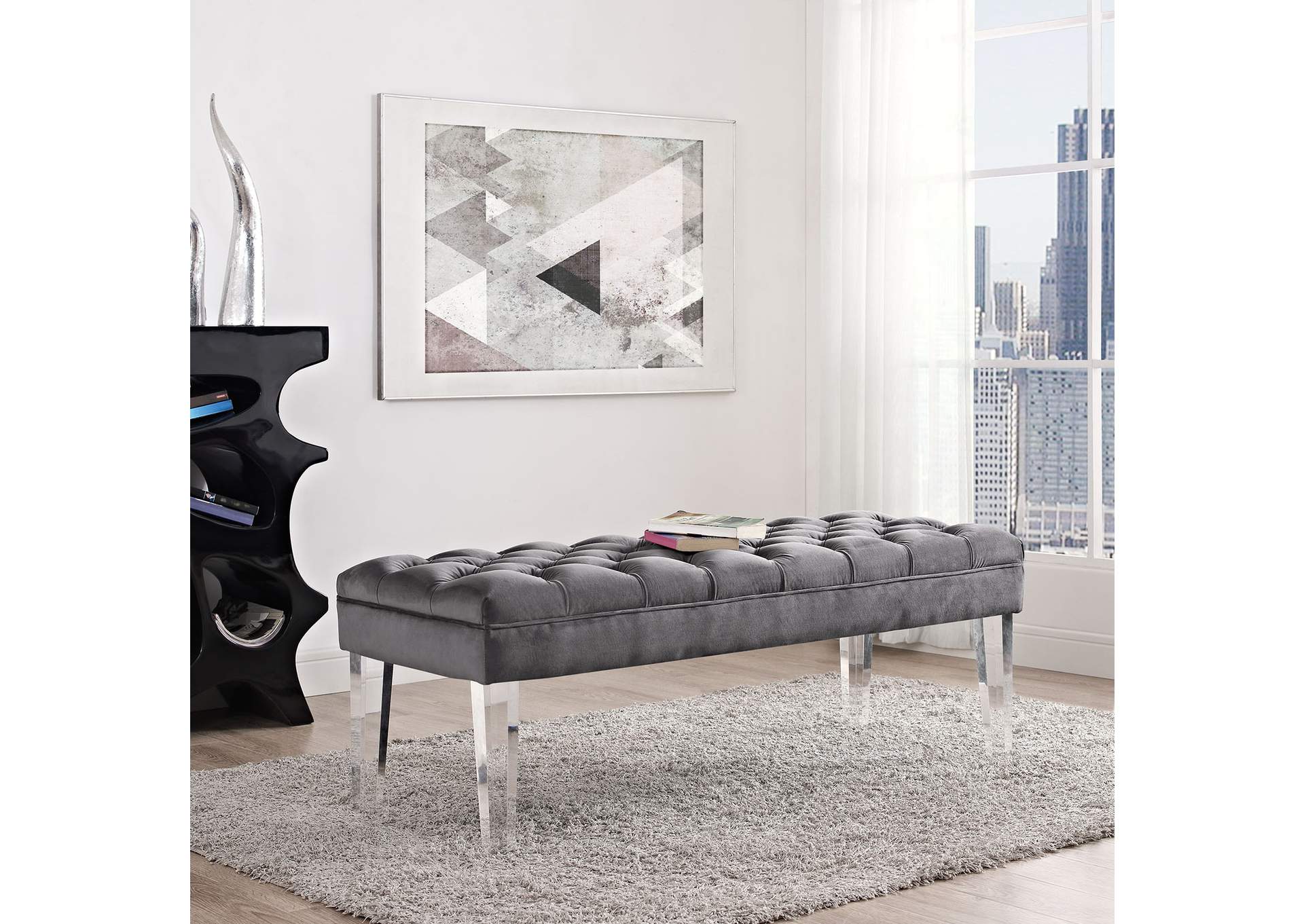 Gray Valet Performance Velvet Bench,Modway