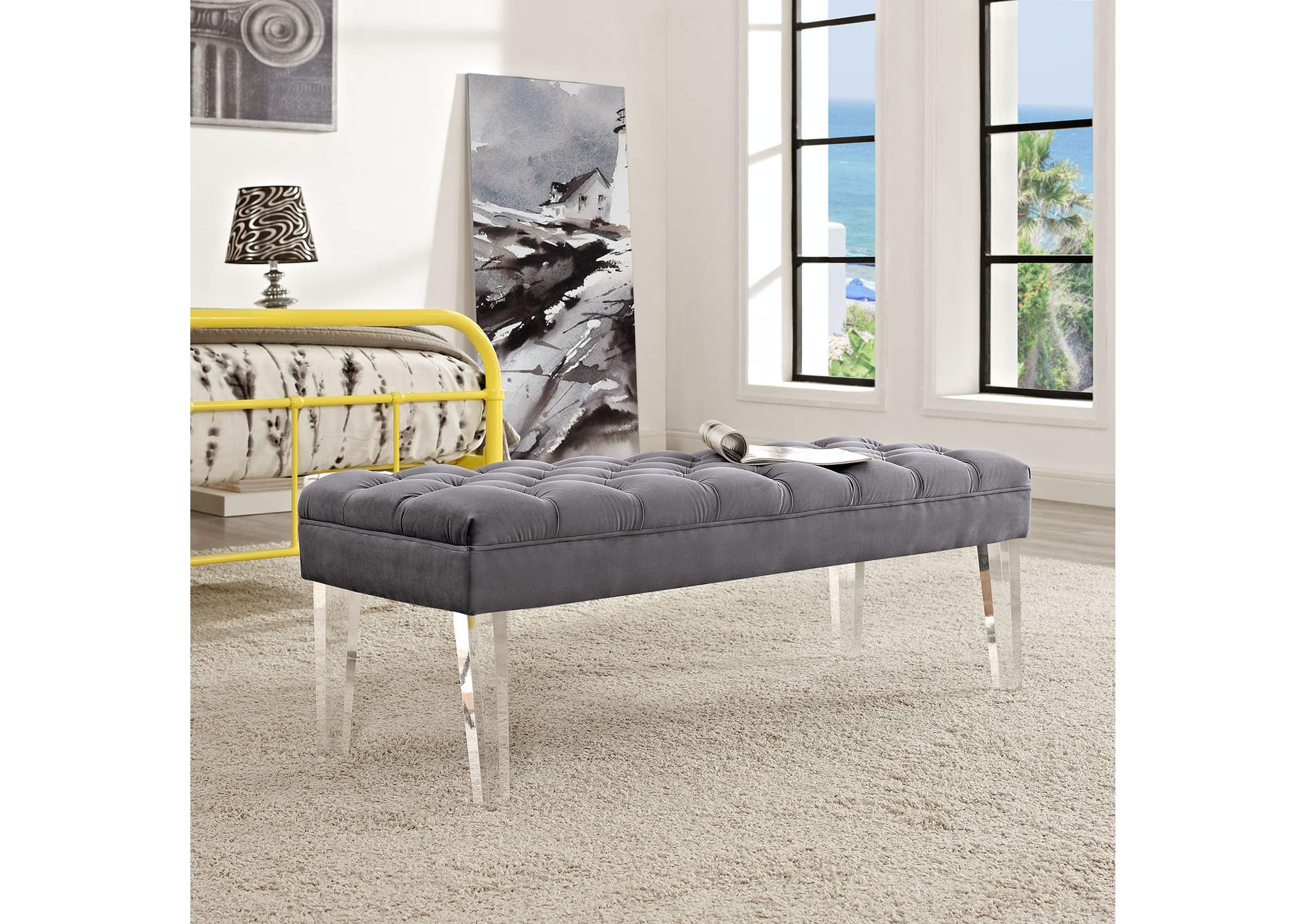 Gray Valet Performance Velvet Bench,Modway