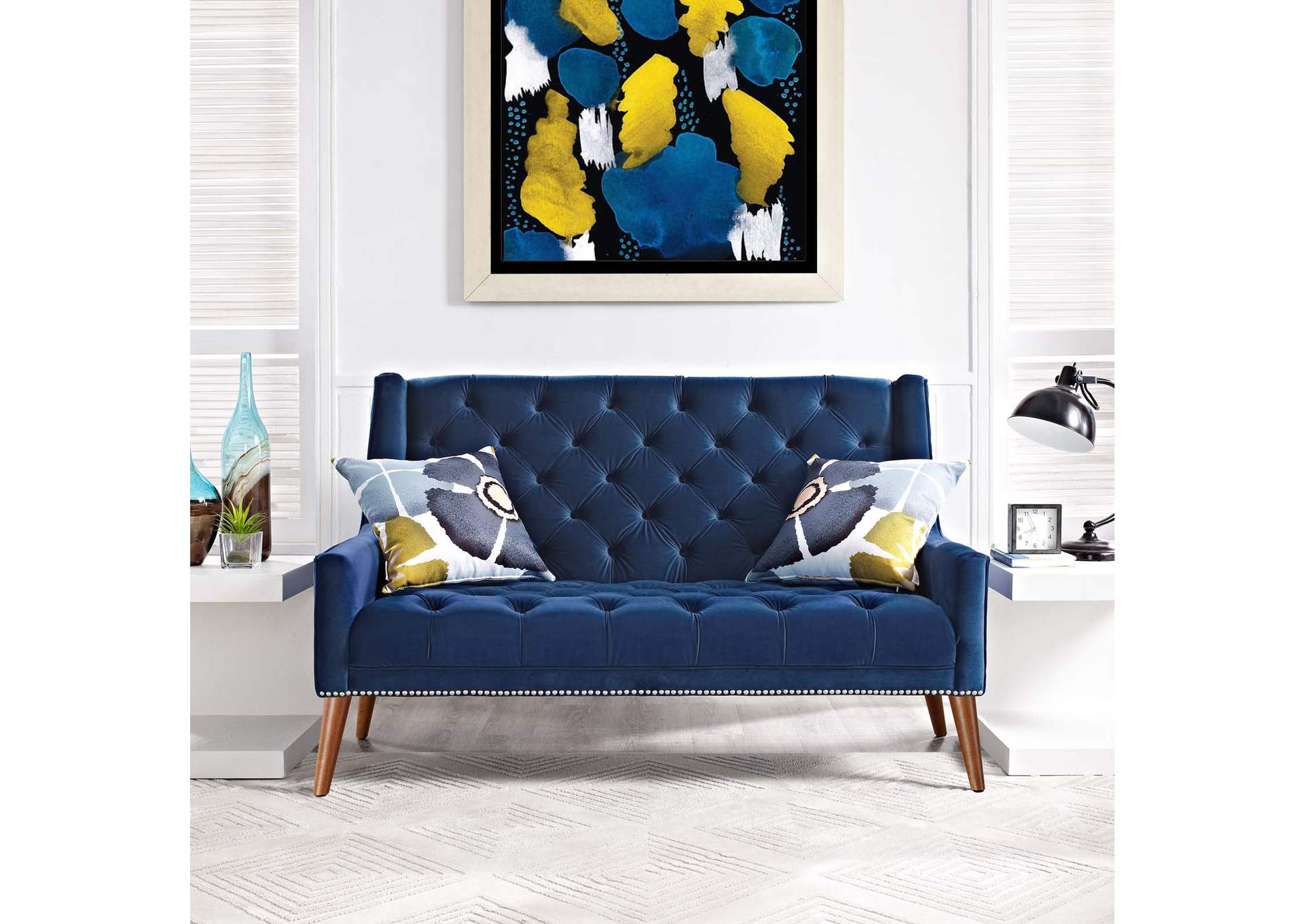 Navy Peruse Performance Velvet Loveseat,Modway