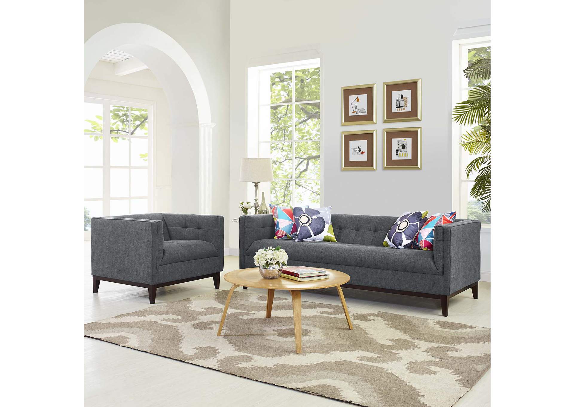 Gray Serve Living Room Set [Set of 2],Modway