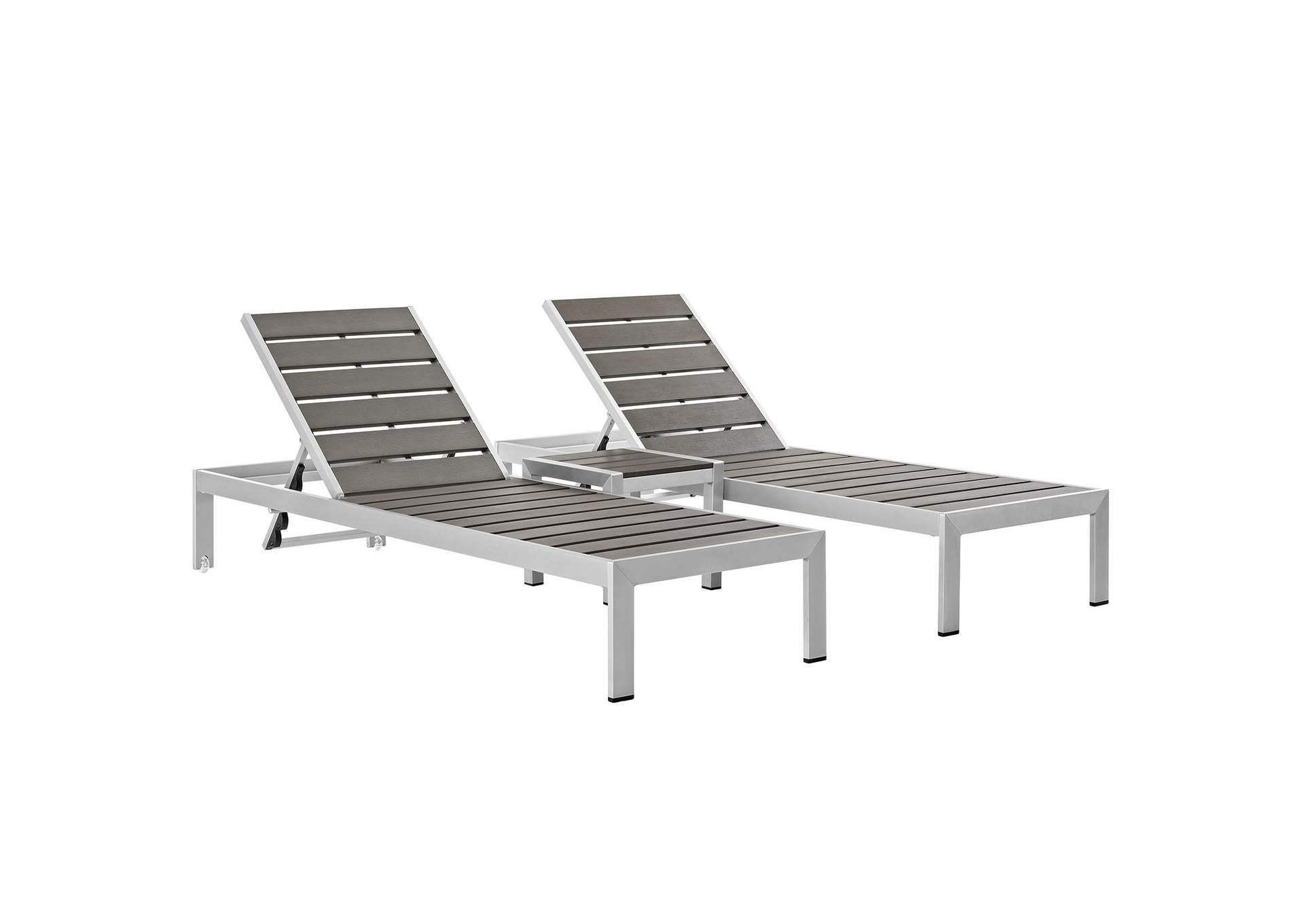 Silver Gray Shore 3 Piece Outdoor Patio Aluminum Set,Modway