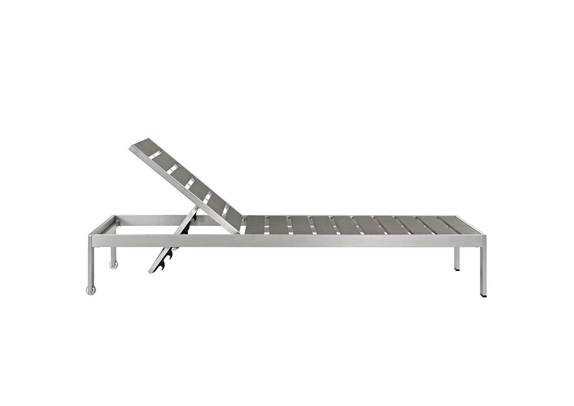 Silver Gray Shore Chaise Outdoor Patio Aluminum [Set of 2],Modway