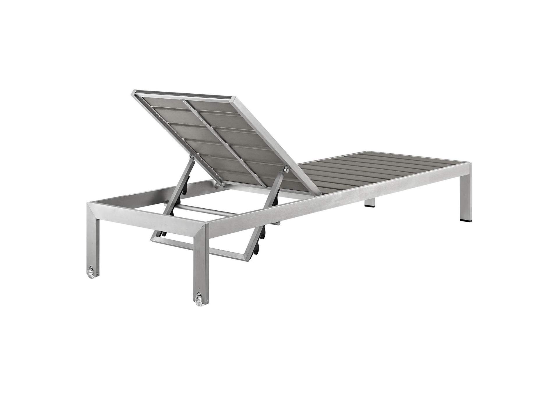 Silver Gray Shore Chaise Outdoor Patio Aluminum [Set of 2],Modway