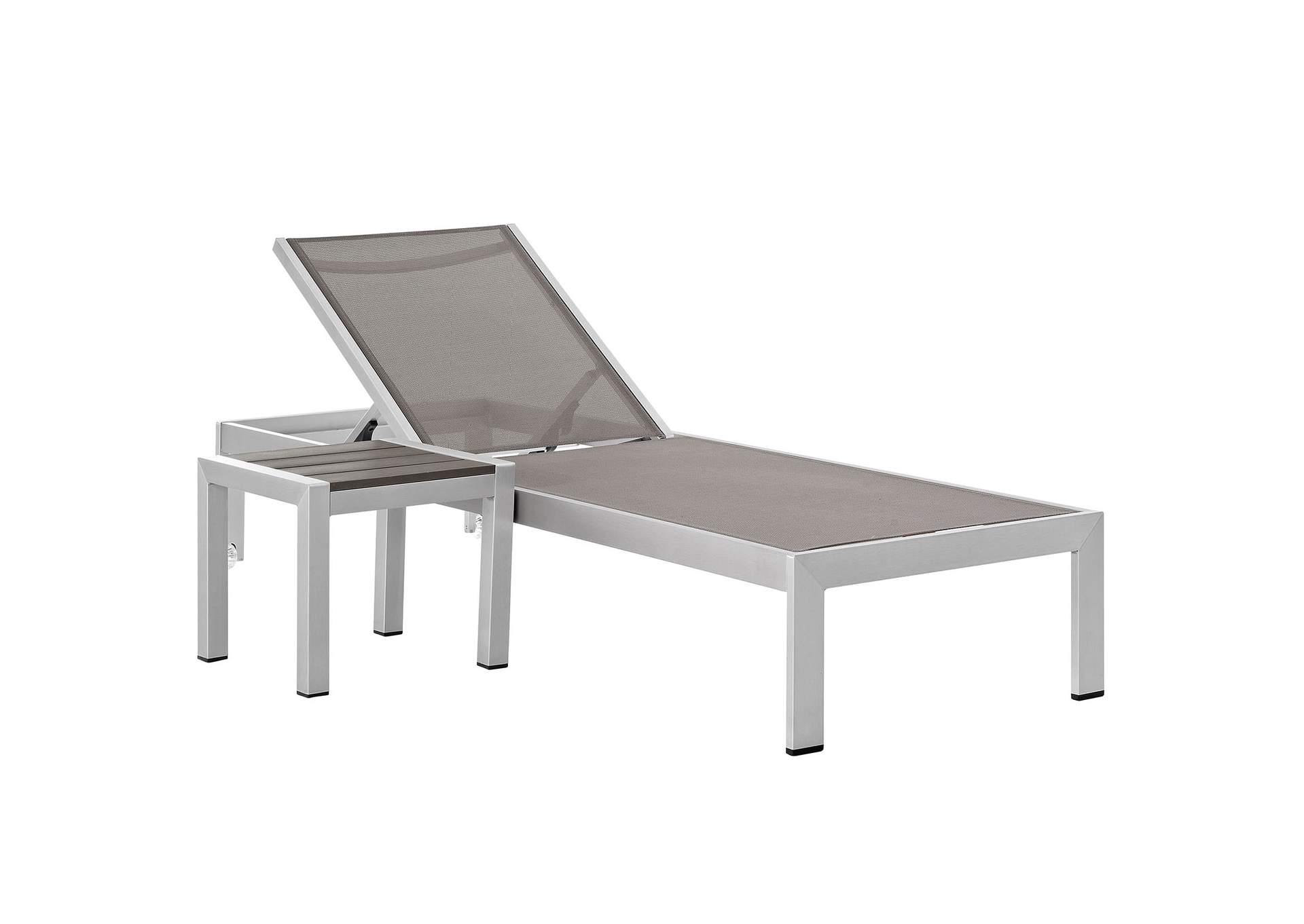 Silver Gray Shore 2 Piece Outdoor Patio Aluminum Set,Modway