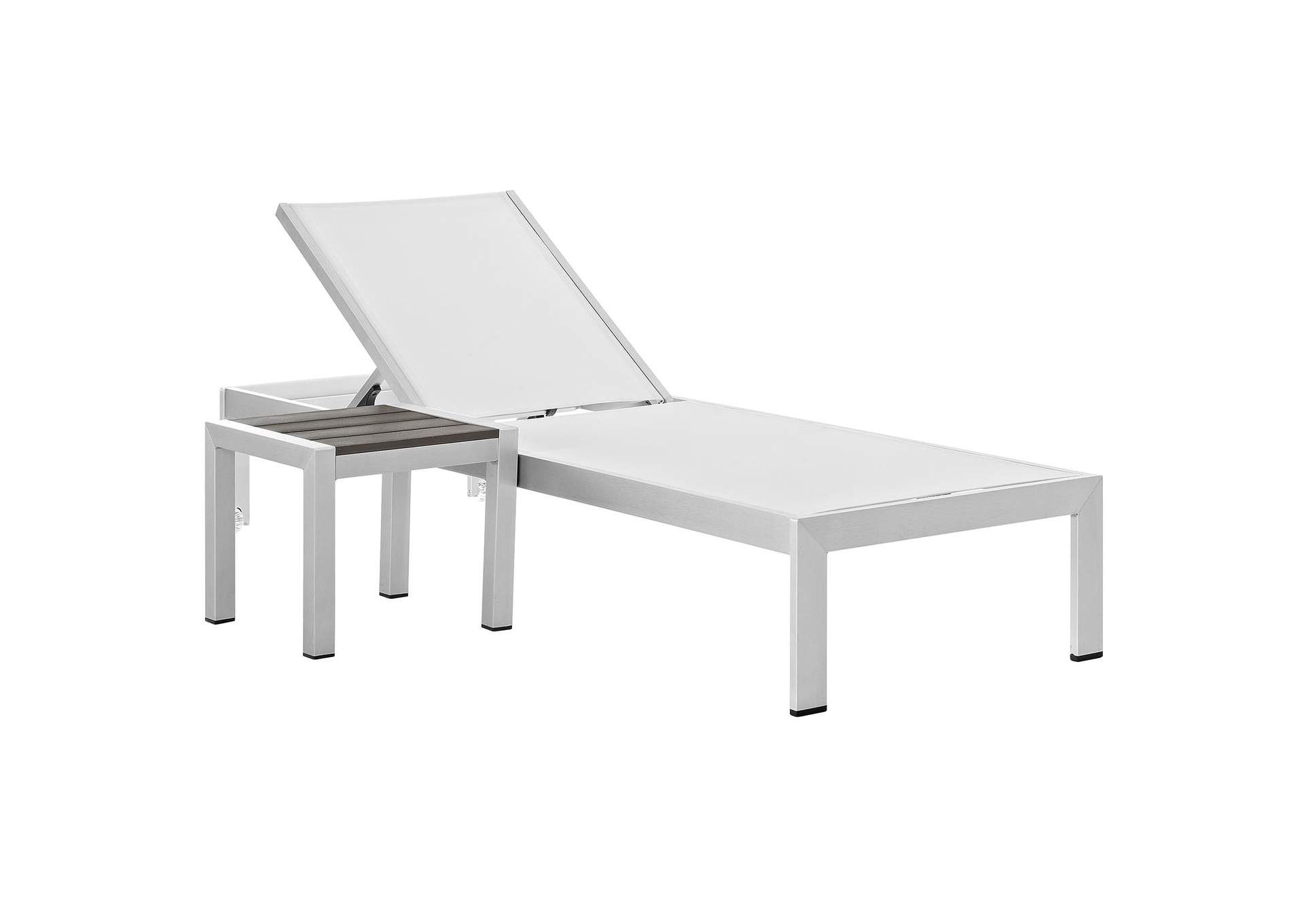 Silver White Shore 2 Piece Outdoor Patio Aluminum Set,Modway