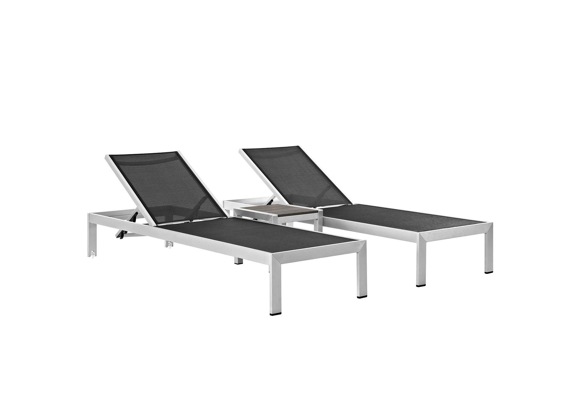 Silver Black Shore 3 Piece Outdoor Patio Aluminum Set,Modway