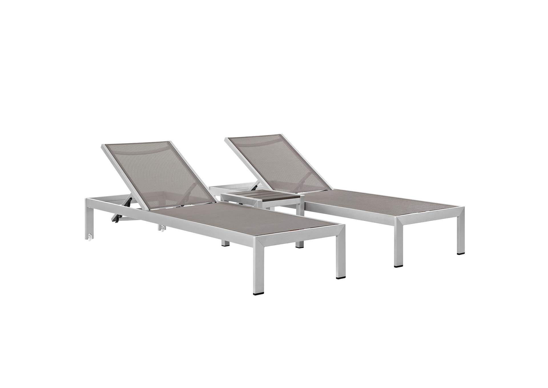 Silver Gray Shore 3 Piece Outdoor Patio Aluminum Set,Modway