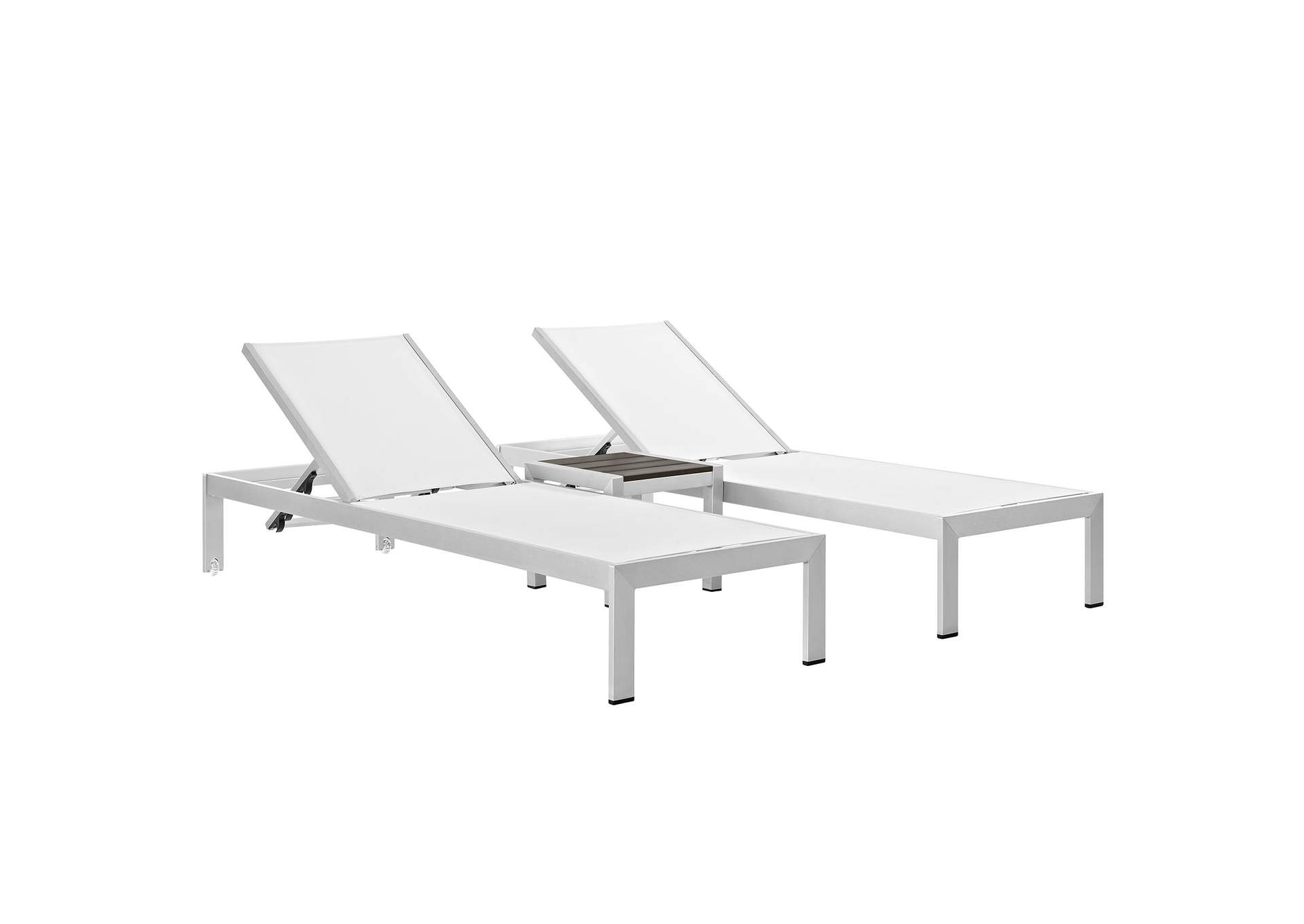 Silver White Shore 3 Piece Outdoor Patio Aluminum Set,Modway