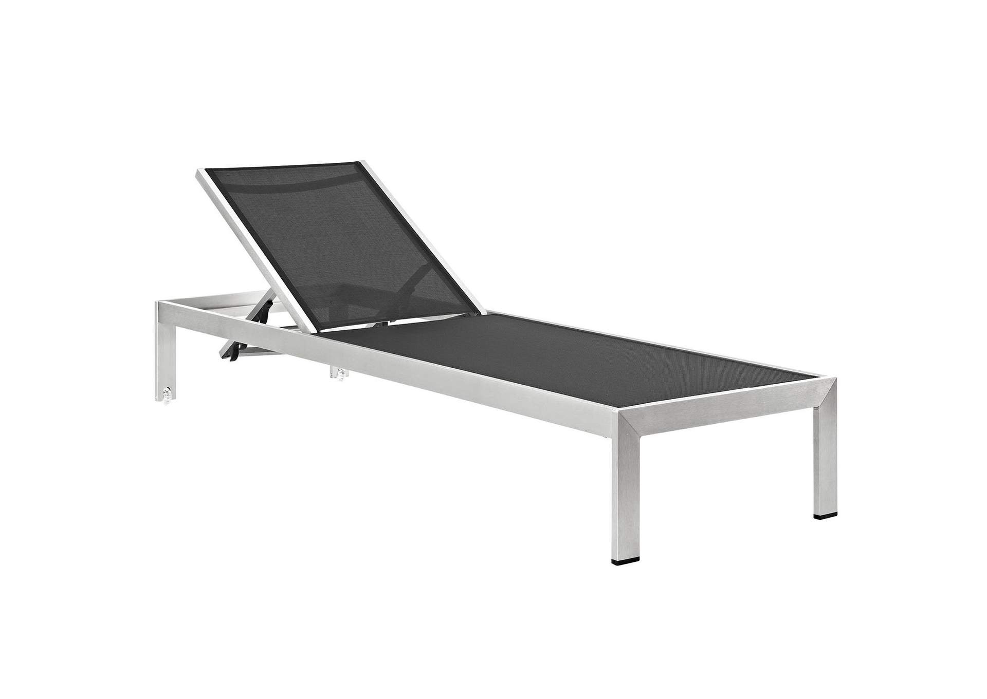 Silver Black Shore Chaise Outdoor Patio Aluminum [Set of 2],Modway
