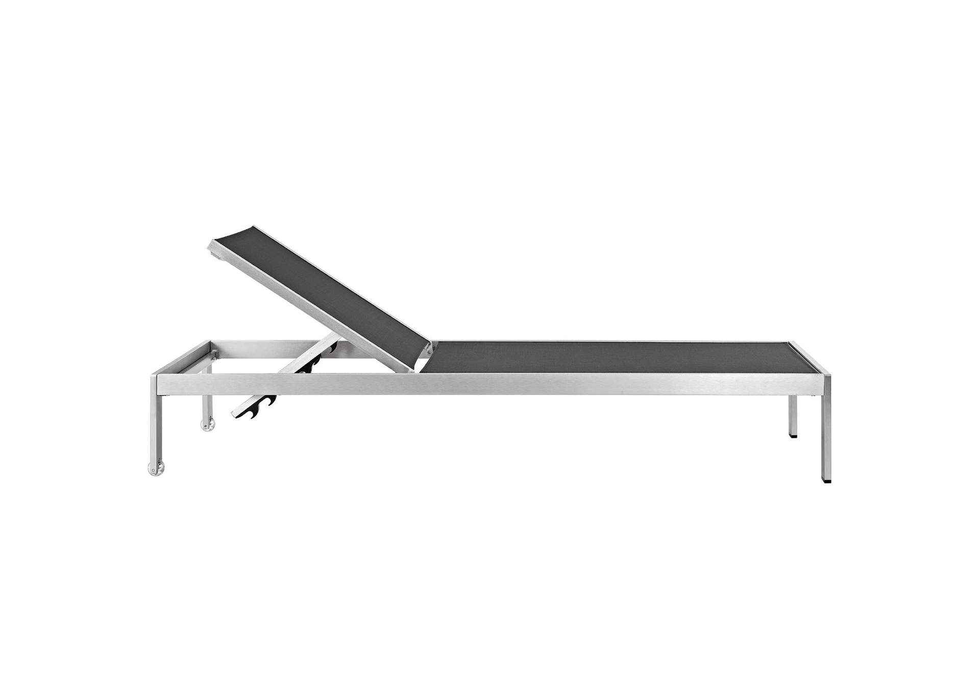 Silver Black Shore Chaise Outdoor Patio Aluminum [Set of 2],Modway