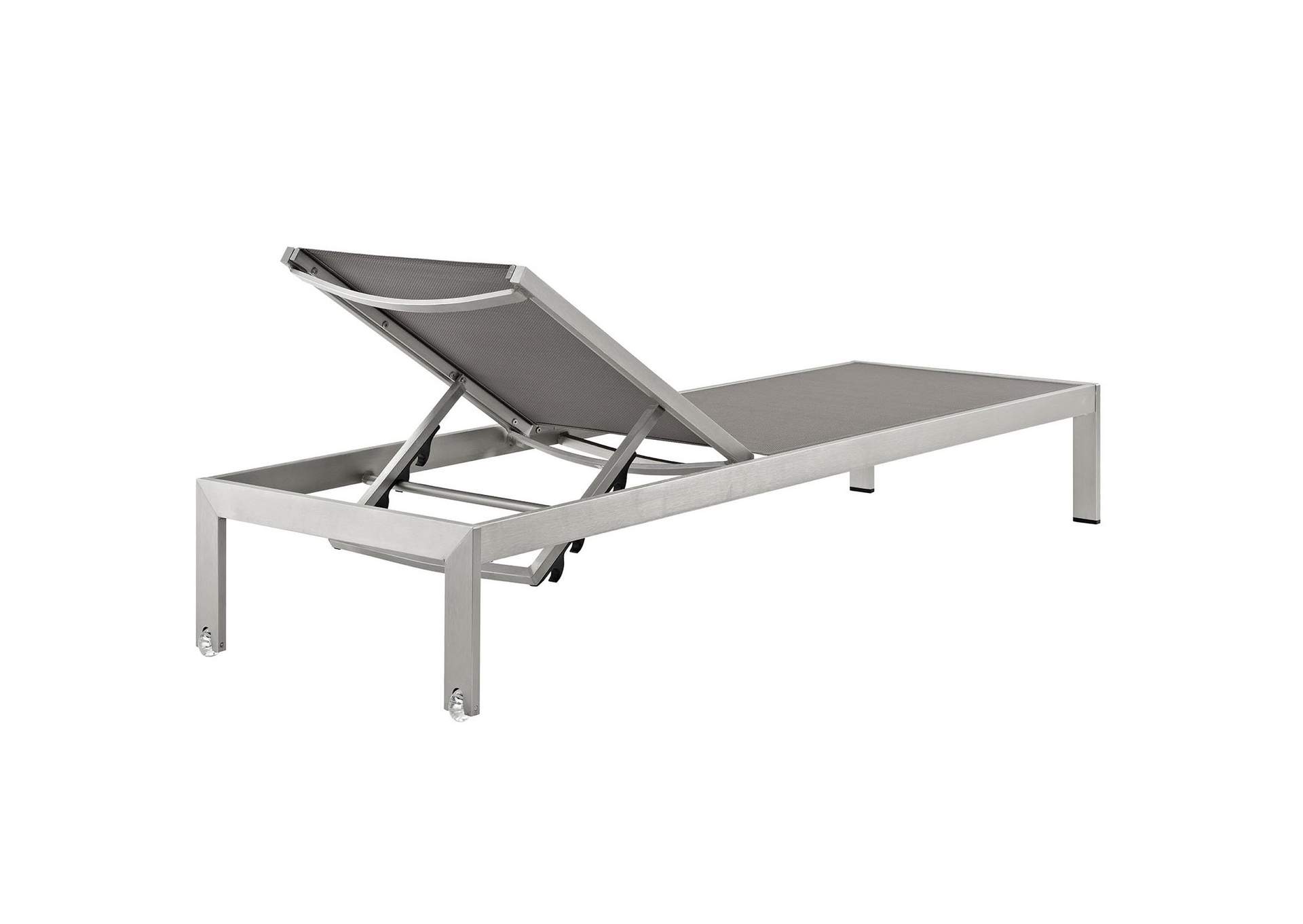 Silver Gray Shore Chaise Outdoor Patio Aluminum [Set of 2],Modway