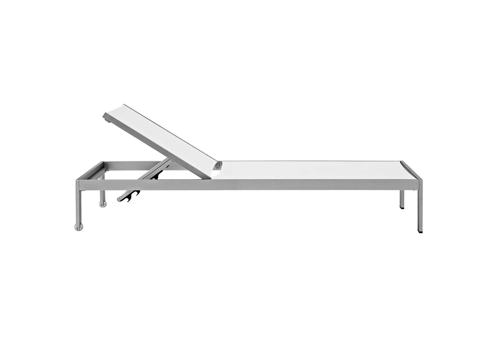 Silver White Shore Chaise Outdoor Patio Aluminum [Set of 2],Modway