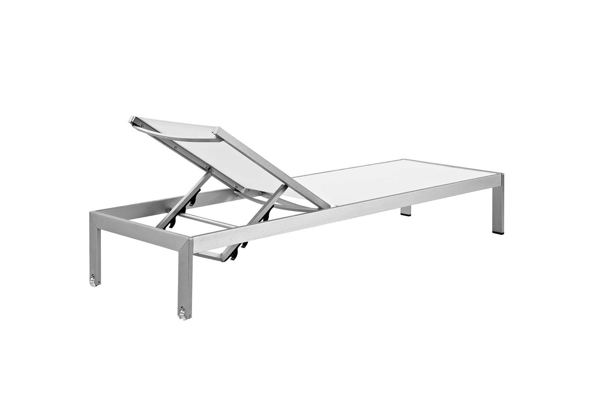 Silver White Shore Chaise Outdoor Patio Aluminum [Set of 2],Modway