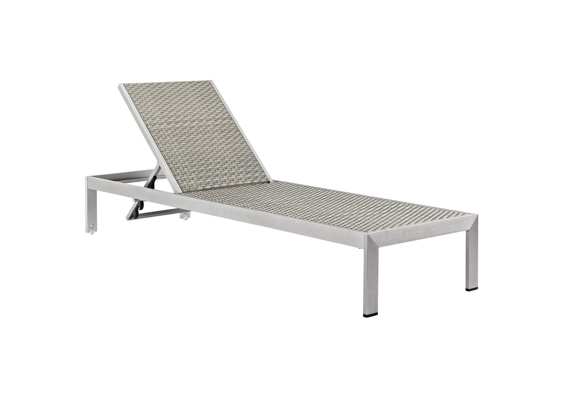 Silver Gray Shore Chaise Outdoor Patio Aluminum [Set of 6],Modway