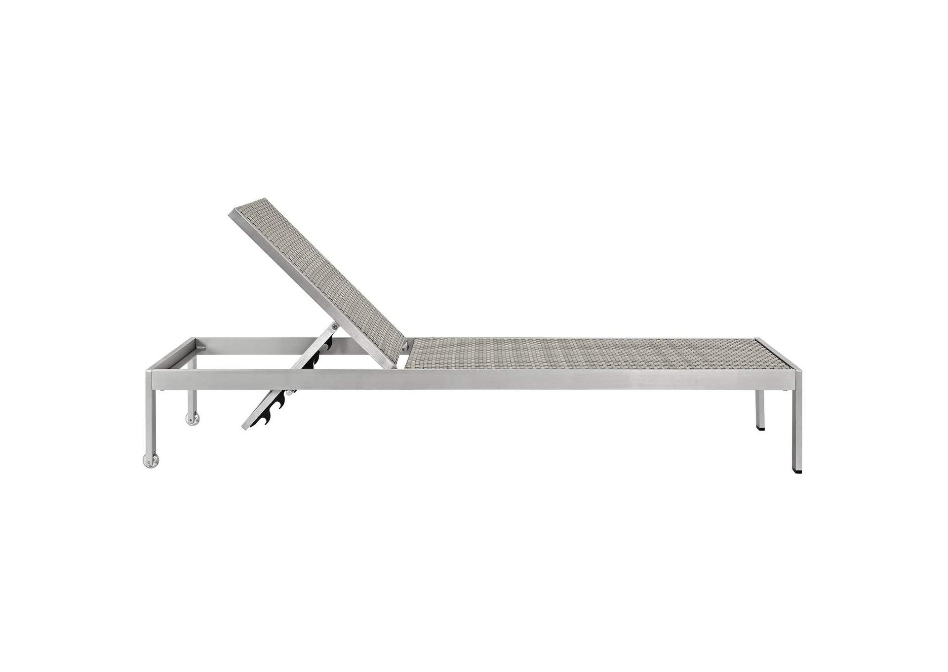 Silver Gray Shore Chaise Outdoor Patio Aluminum [Set of 6],Modway