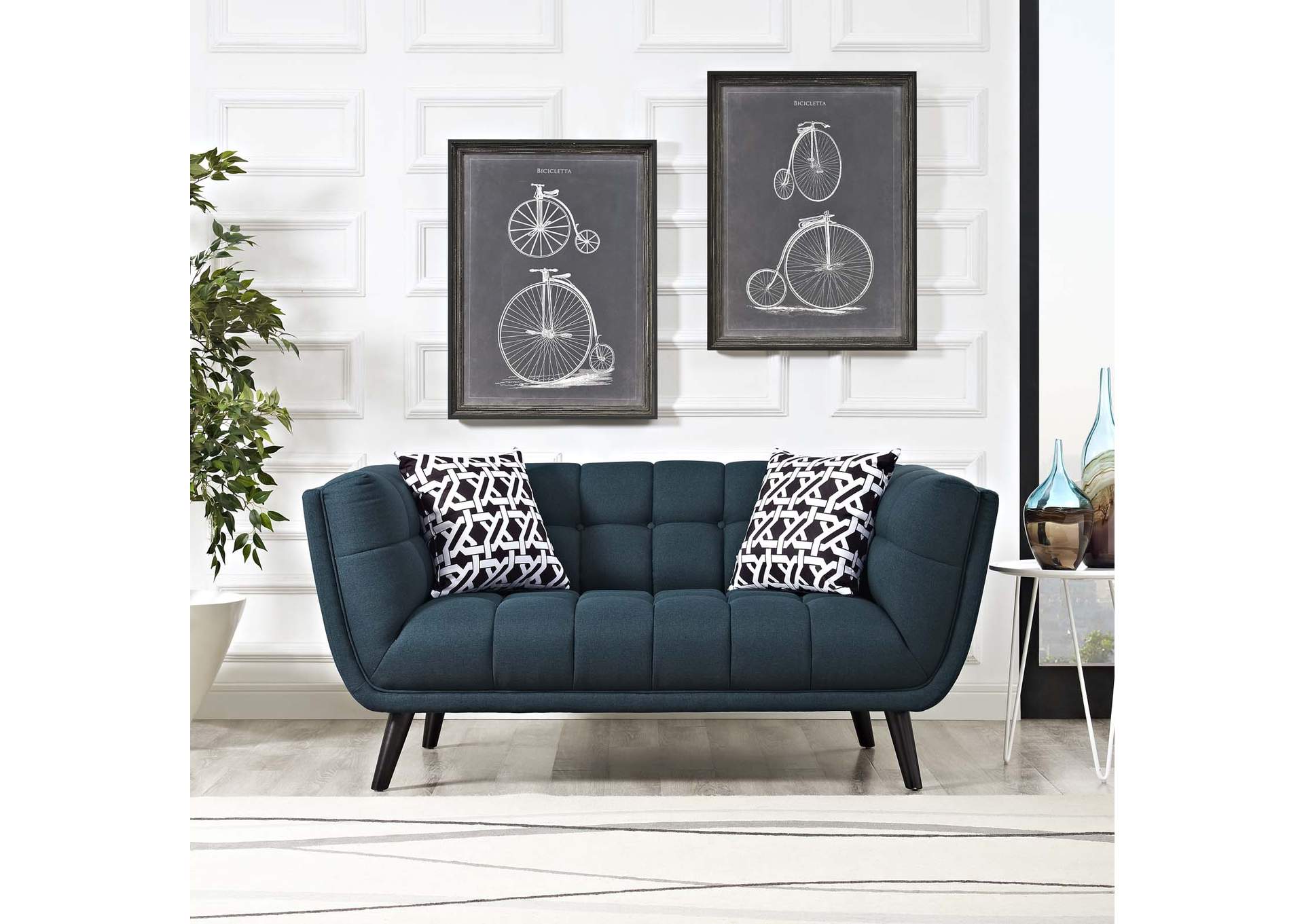 Blue Bestow Upholstered Fabric Loveseat,Modway