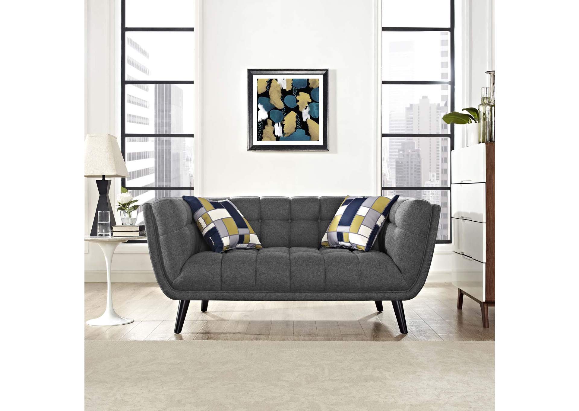 Gray Bestow Upholstered Fabric Loveseat,Modway