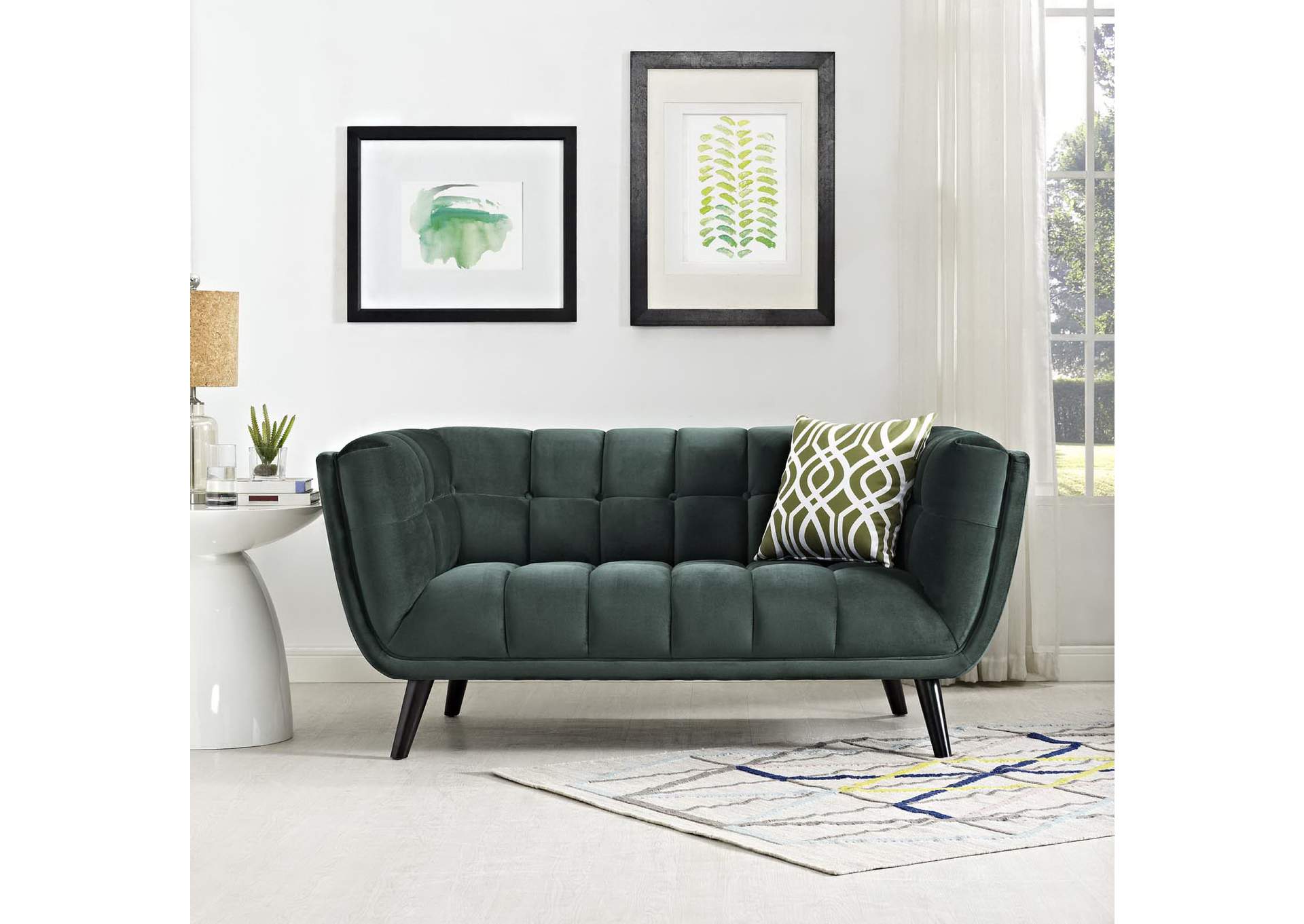 Green Bestow Performance Velvet Loveseat,Modway