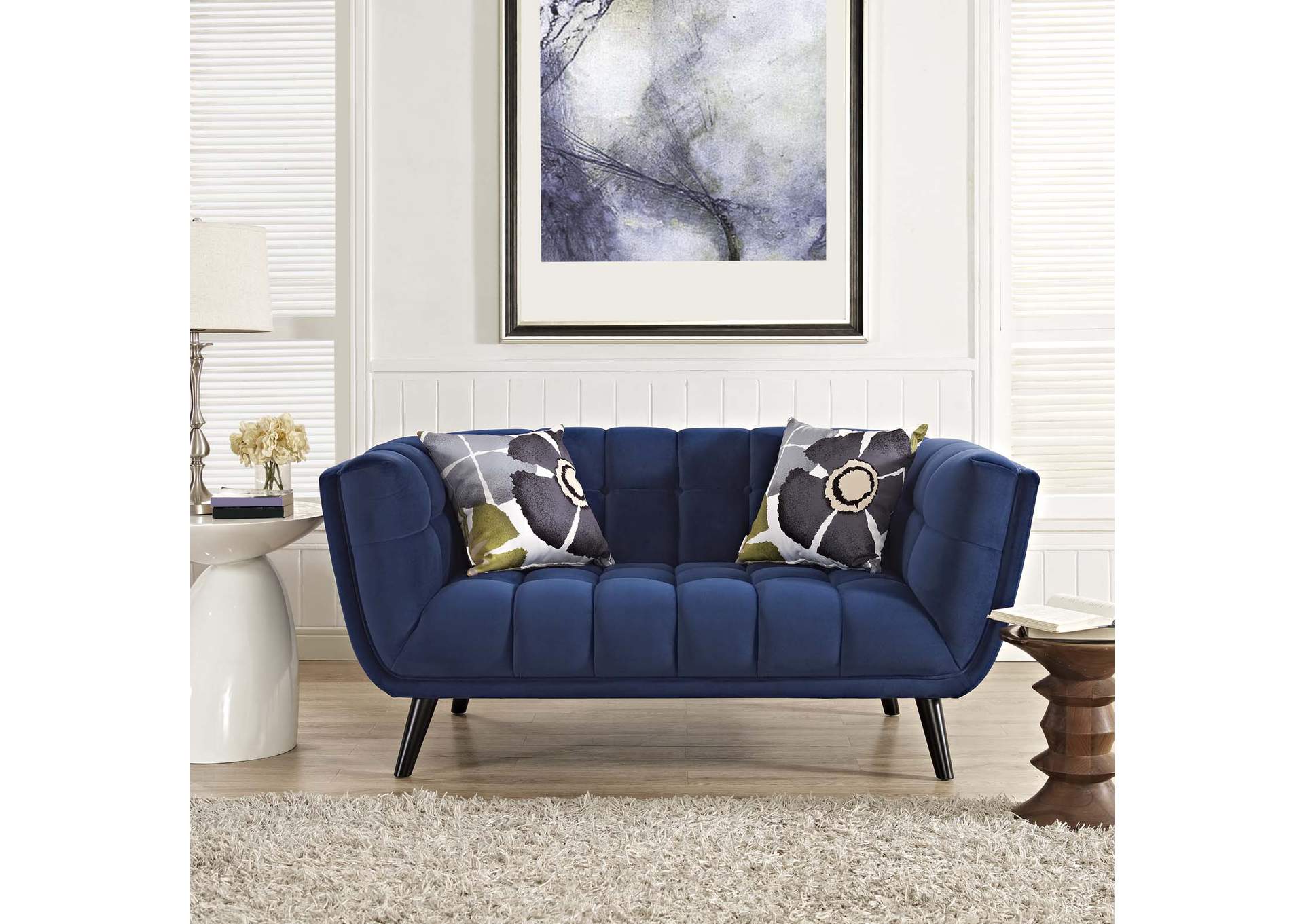 Navy Bestow Performance Velvet Loveseat,Modway