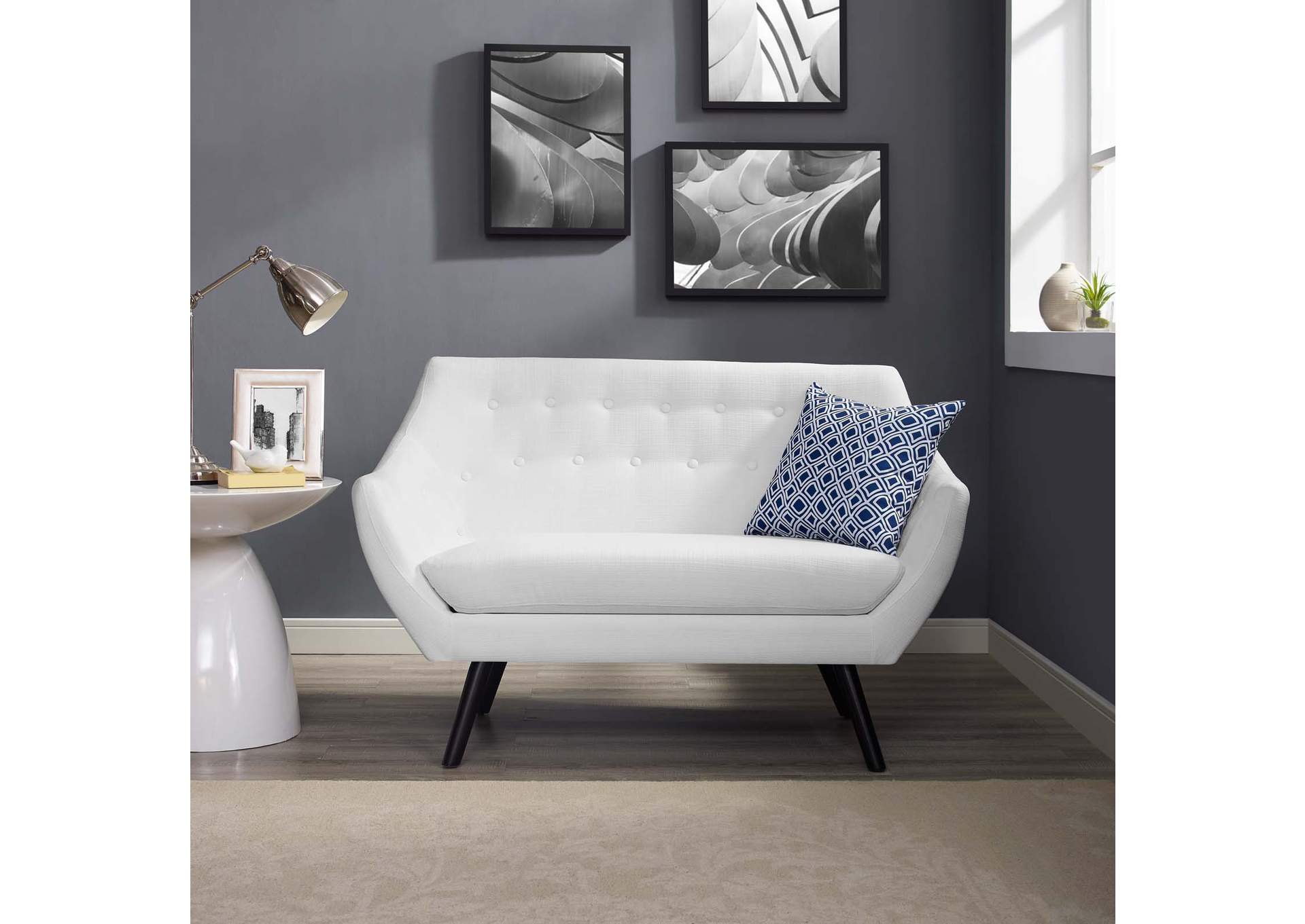White Allegory Loveseat,Modway