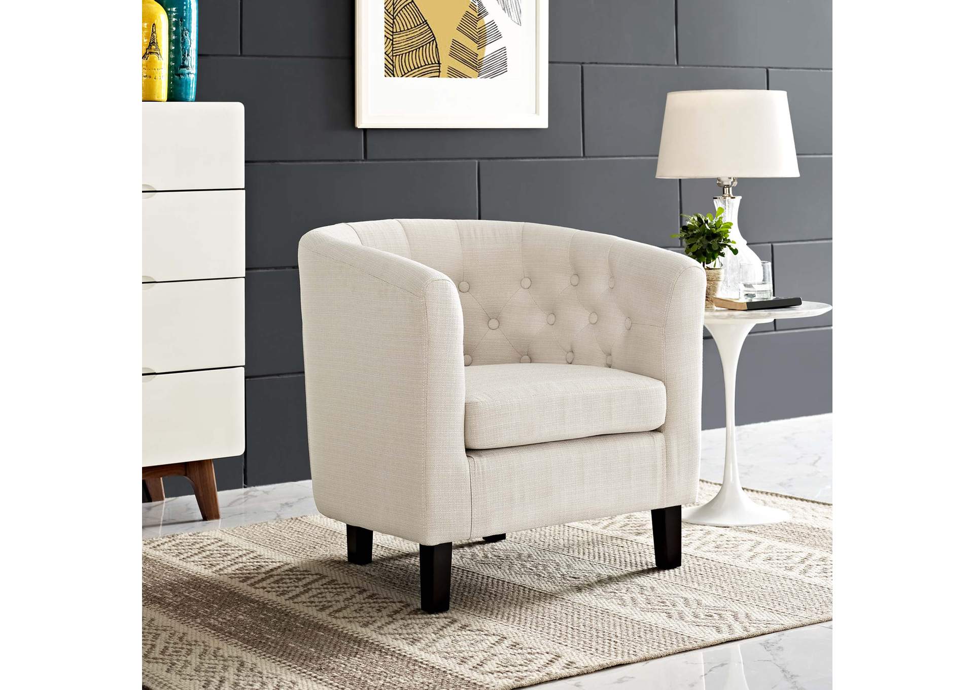 Beige Prospect Upholstered Fabric Arm Chair,Modway