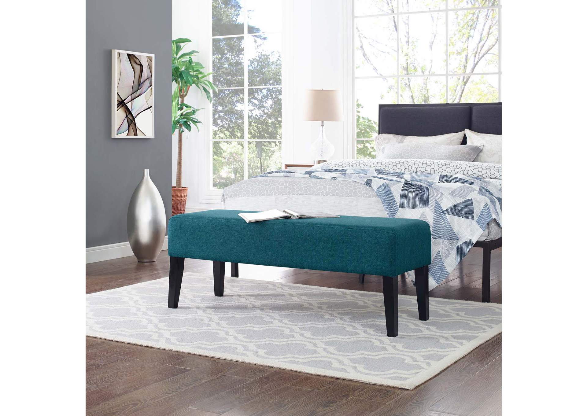 Teal Connect Upholstered Fabric Bench,Modway