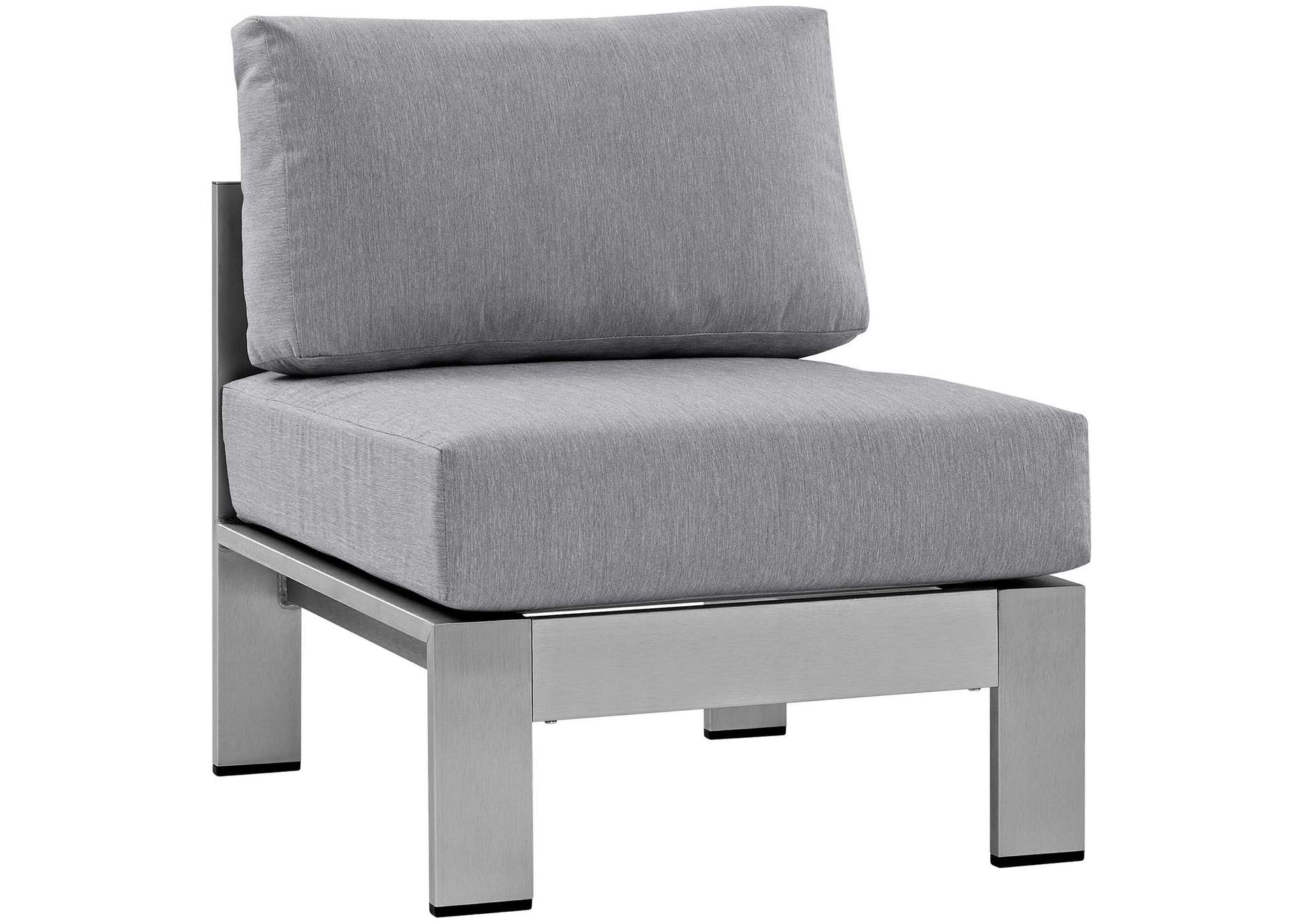 Silver Gray Shore 5 Piece Outdoor Patio Aluminum Sectional Sofa Set,Modway