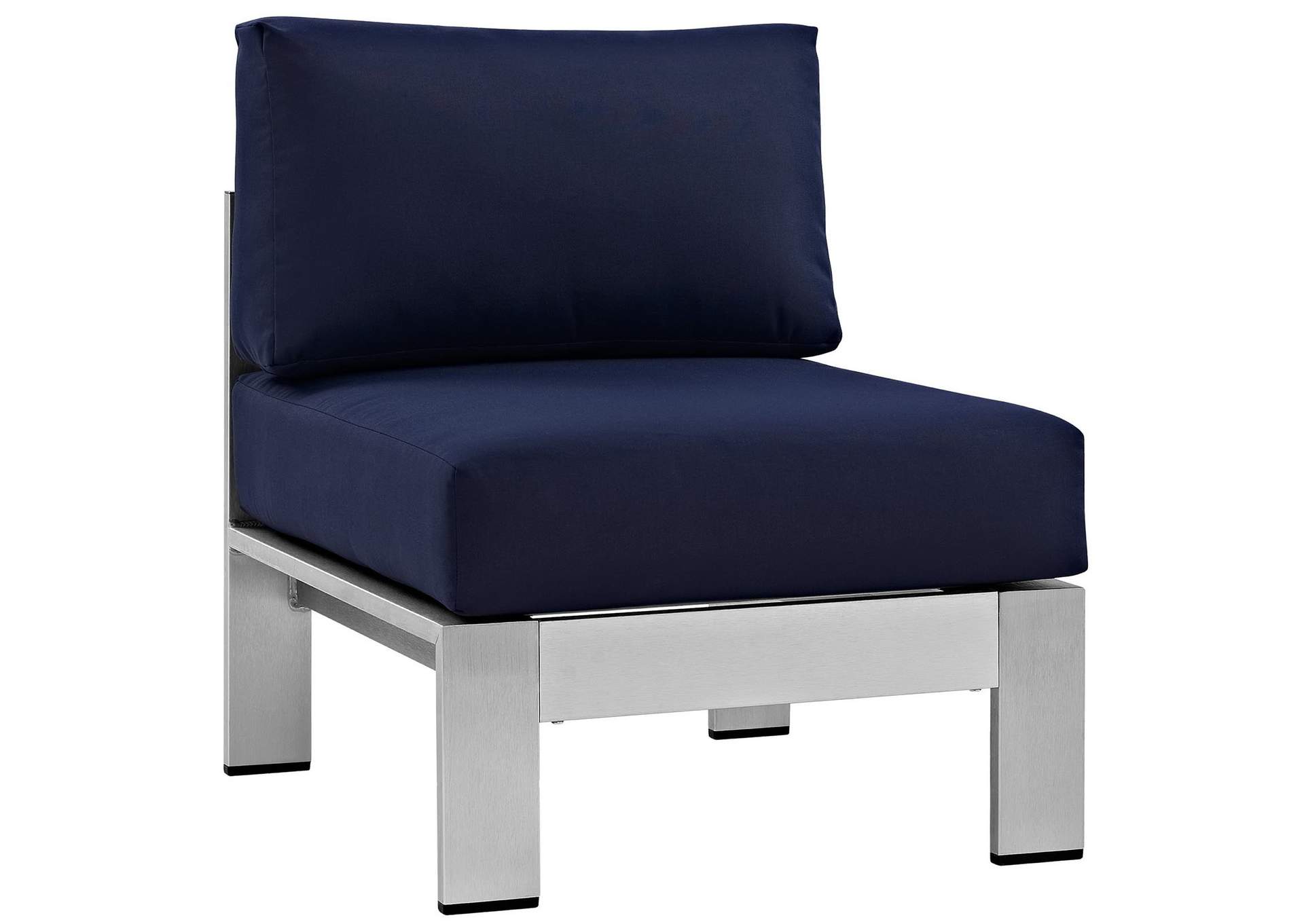 Silver Navy Shore 5 Piece Outdoor Patio Aluminum Sectional Sofa Set,Modway