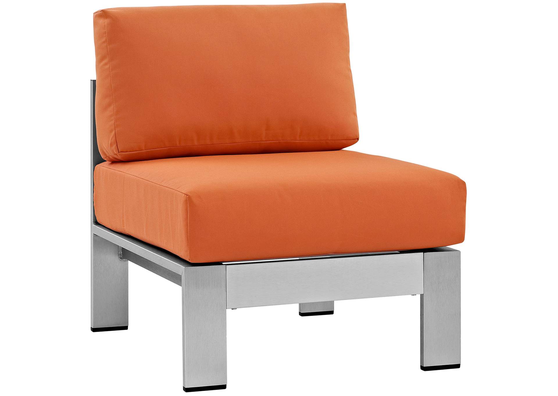 Silver Orange Shore 5 Piece Outdoor Patio Aluminum Sectional Sofa Set,Modway