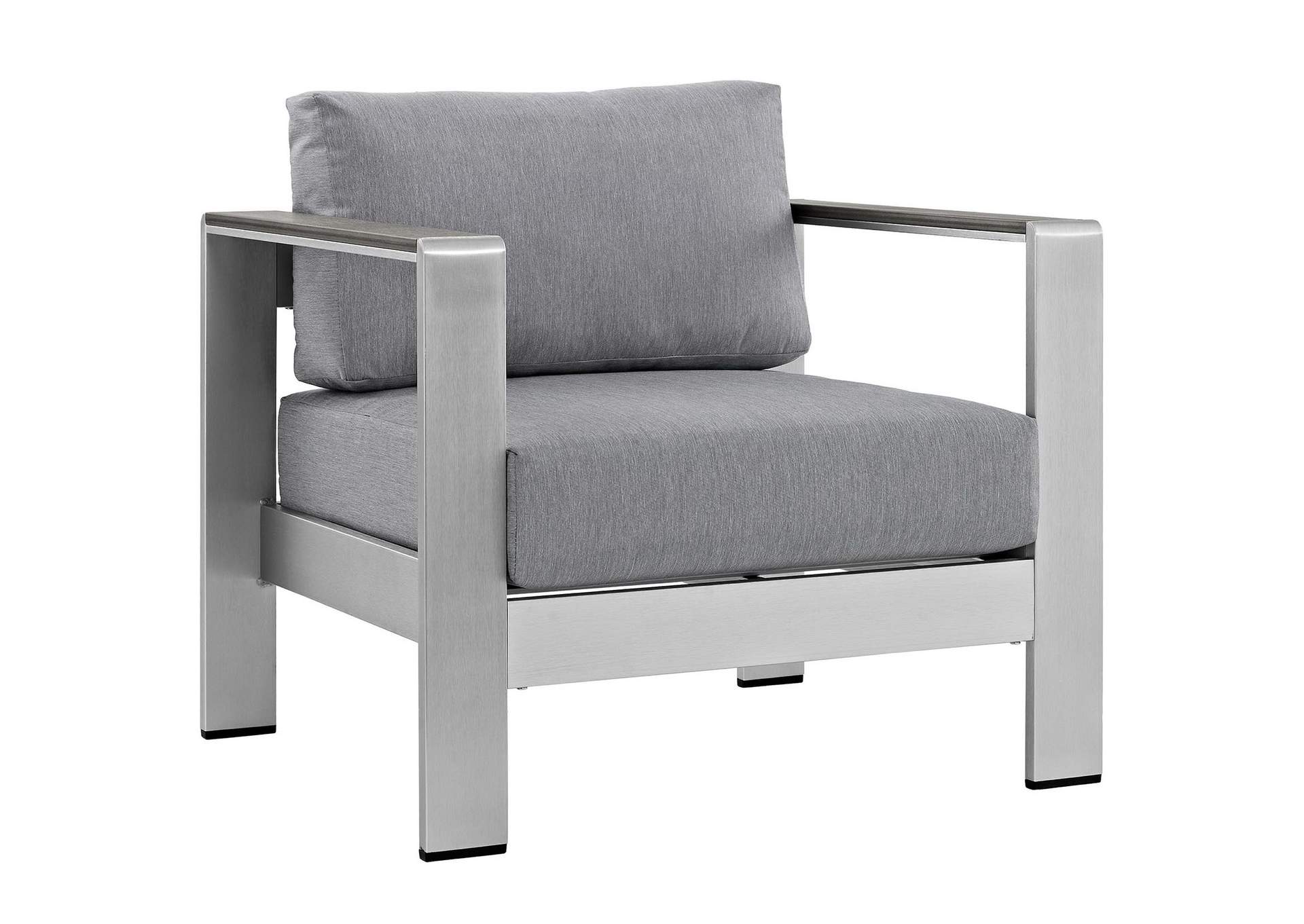 Silver Gray Shore 6 Piece Outdoor Patio Aluminum Sectional Sofa Set,Modway
